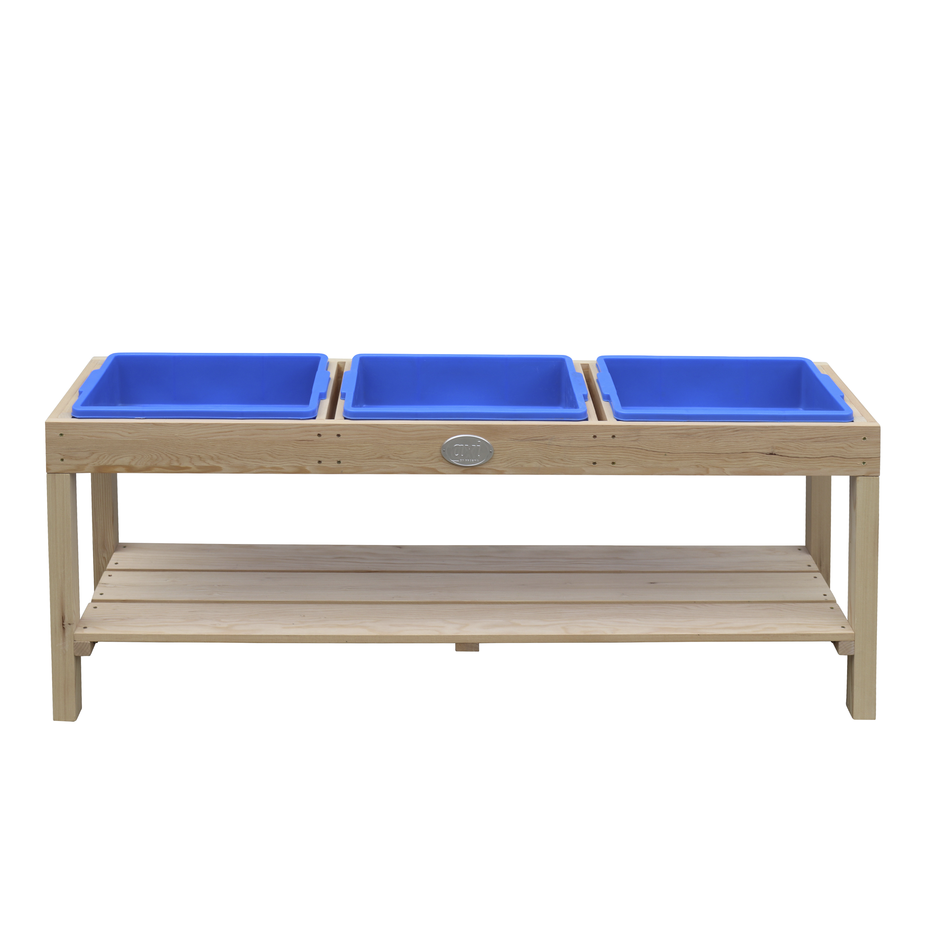 AXI Activity Table with 3 Blue Bins - Natural Brown