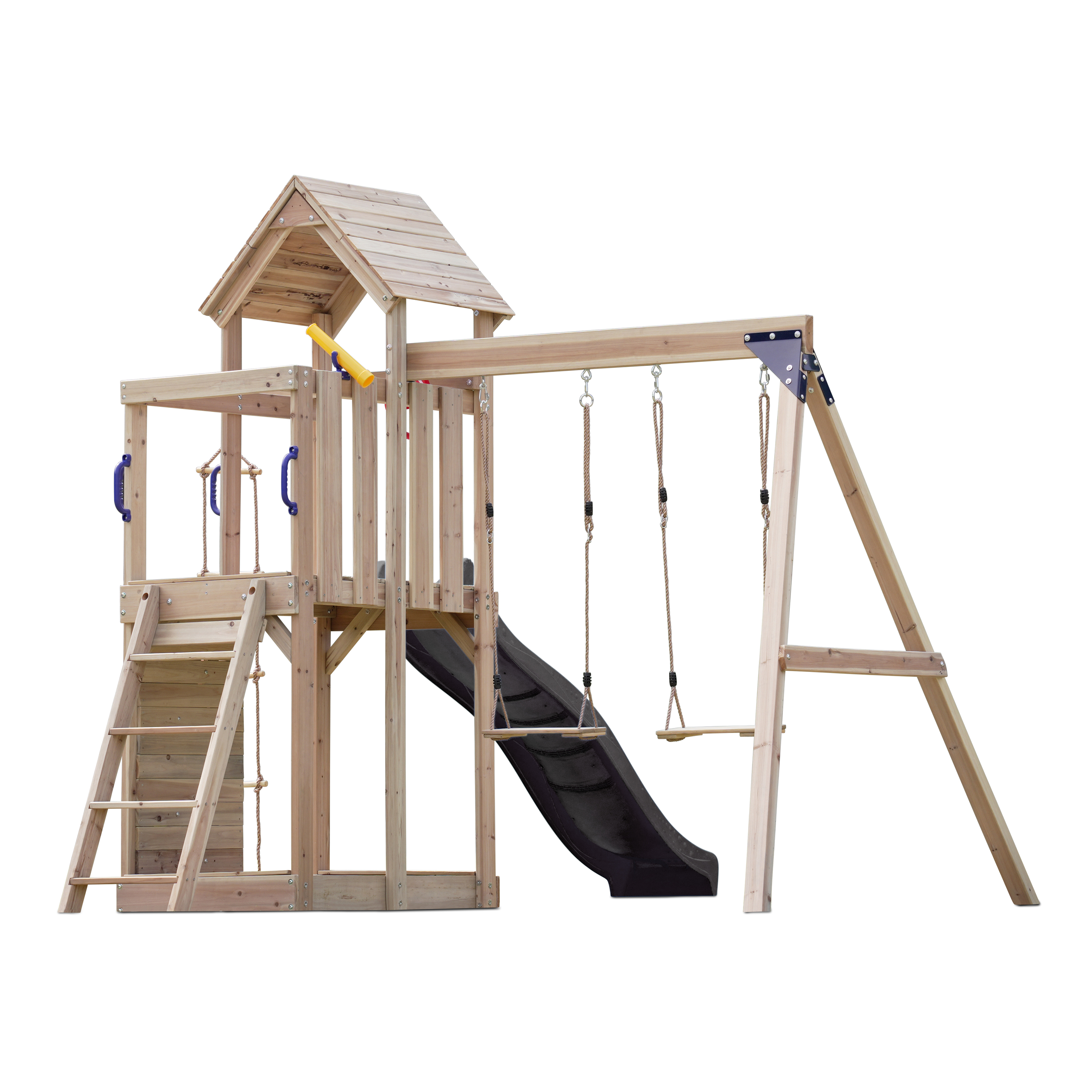 AXI Moos Climbing Frame with Double Swing Set - Grey Slide