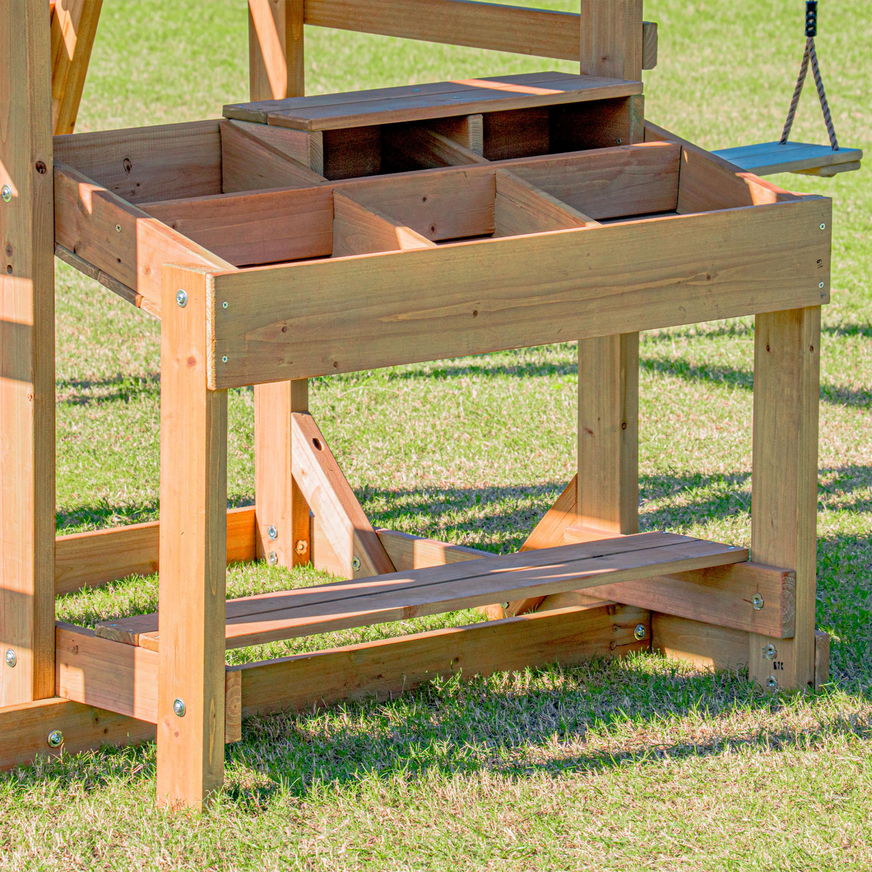 AXI Mitch Climbing Frame with Double Swing. Trapeze and Lookout Tower – Pastel Blue Slide