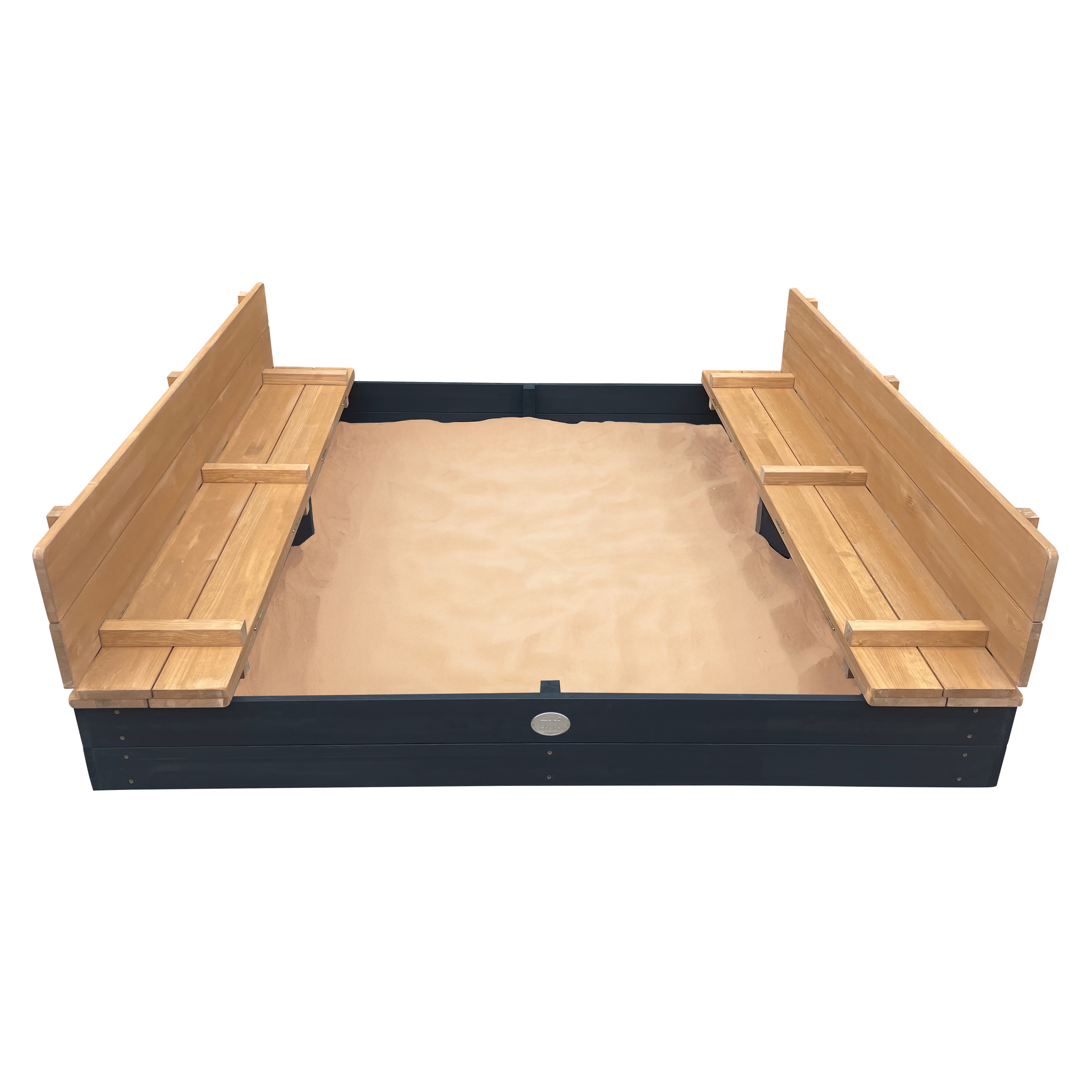 AXI Ella XXL Sandbox 150 x 150 x 20 cm with benches - Anthracite/Brown