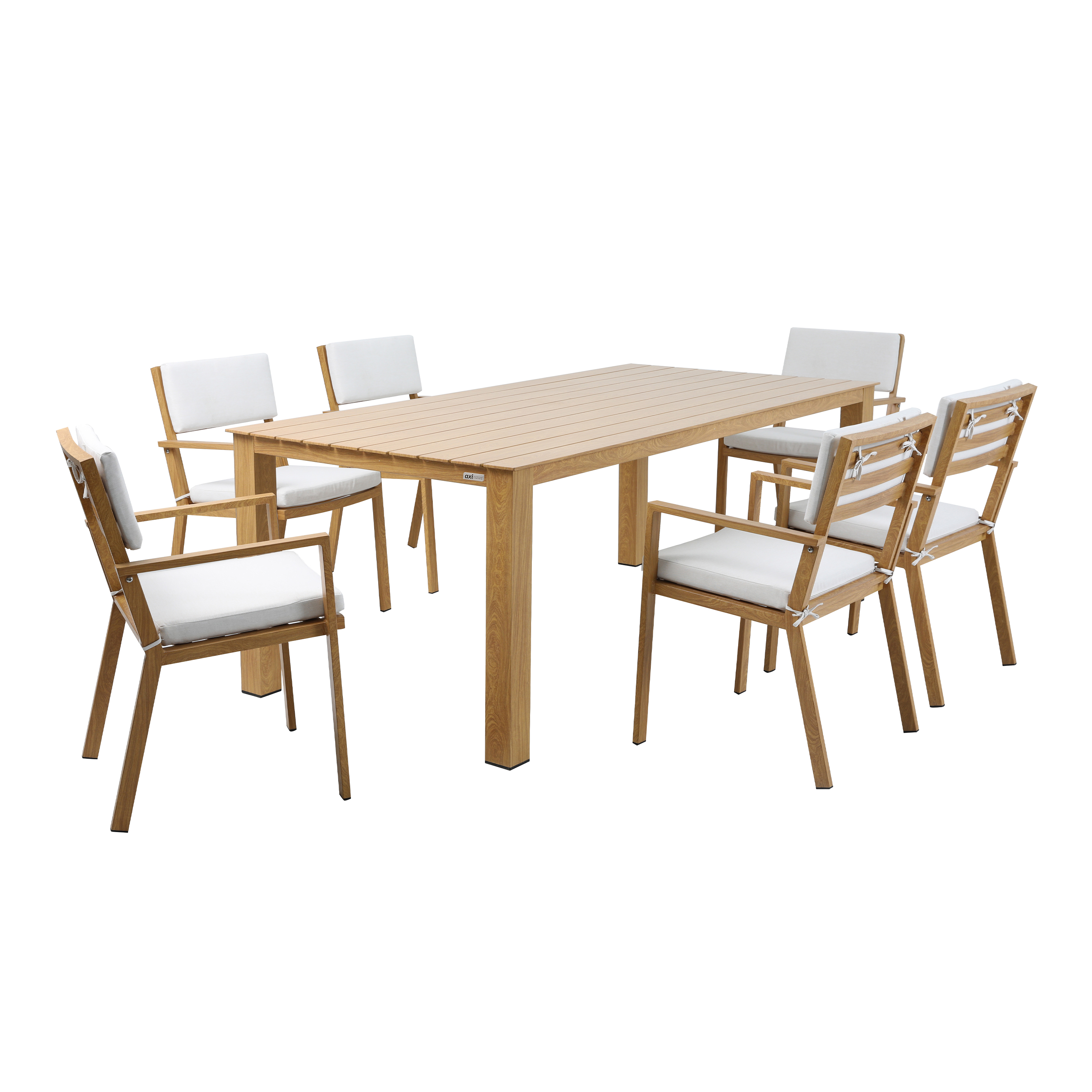 AXI Jada Garden Set with 6 chairs - Wood-look/Beige