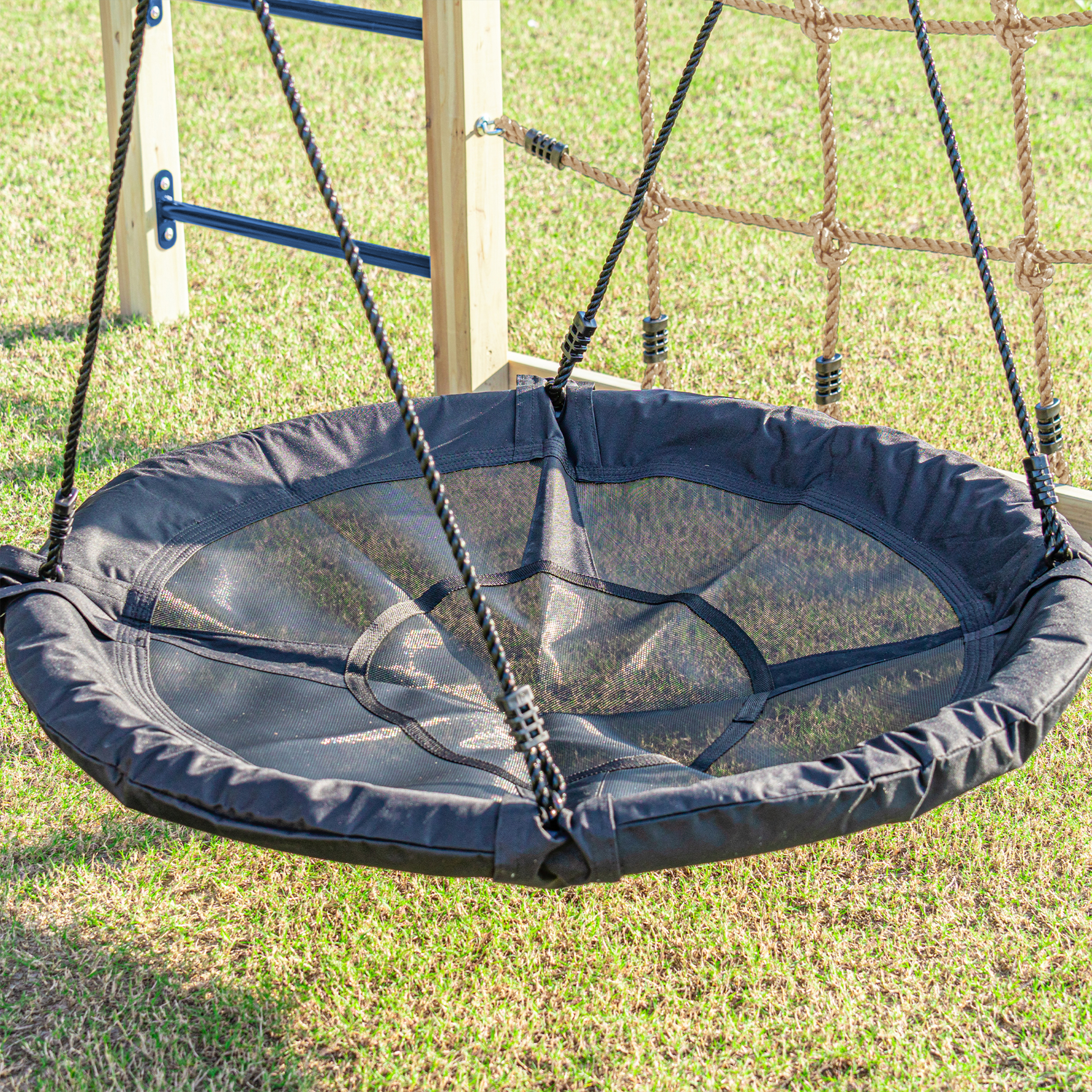 AXI Boris Wooden Playcentre with Swings, Trapeze, Climbing Nets and Monkey Bars – Green Slide