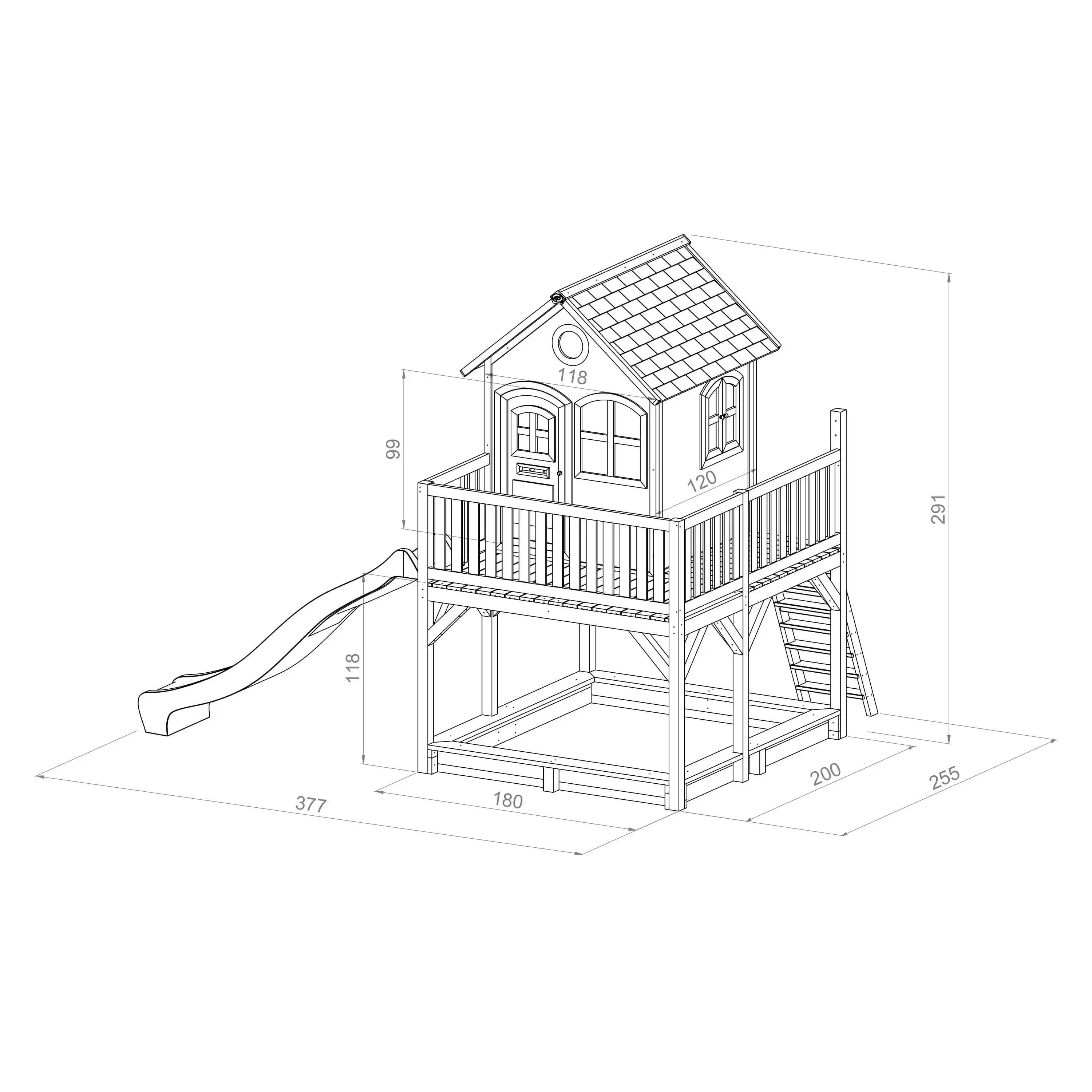 AXI Liam Playhouse Brown/White - Lime Green Slide