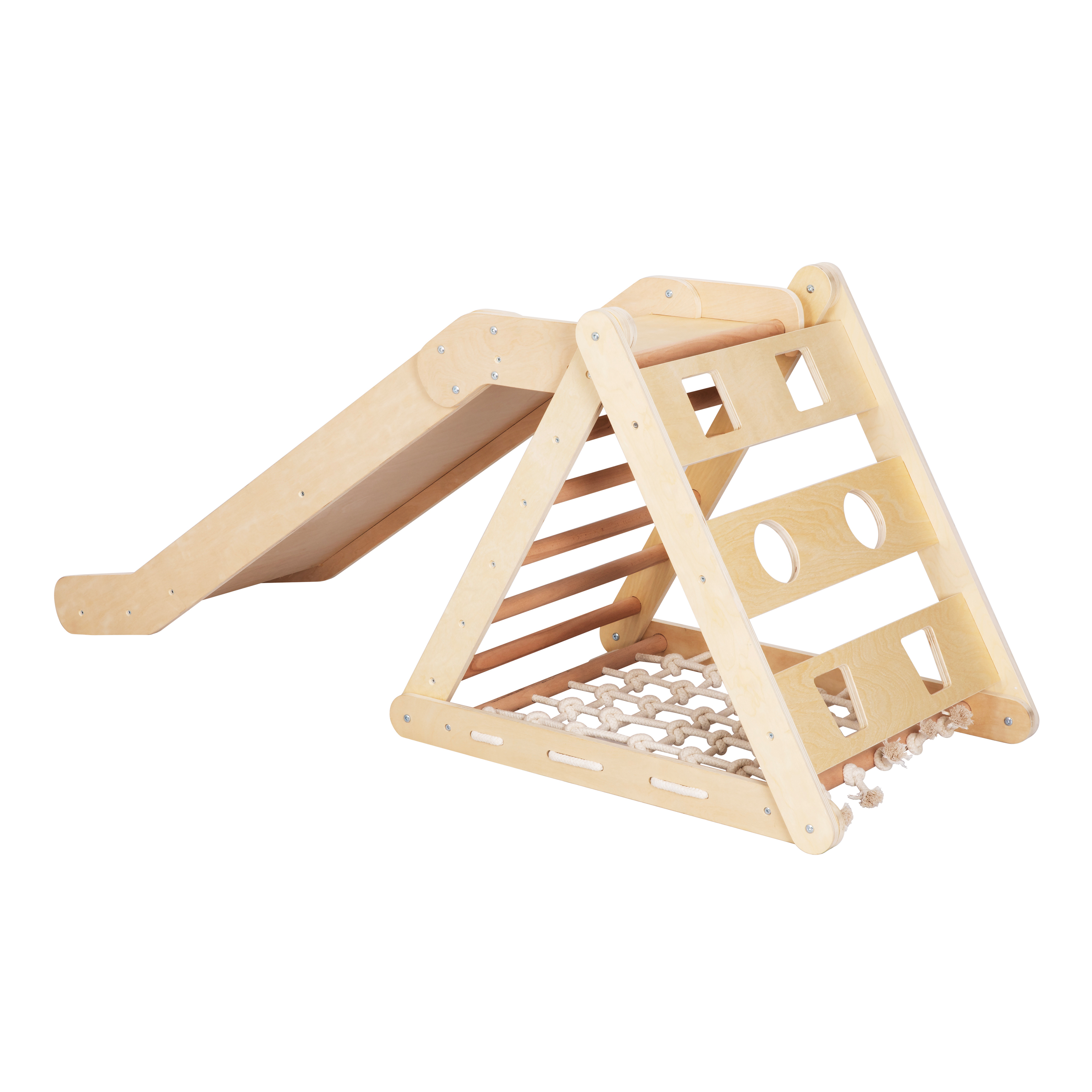 Sunny Sammie 2-in-1 Wooden Climbing Triangle with Slide - Natural