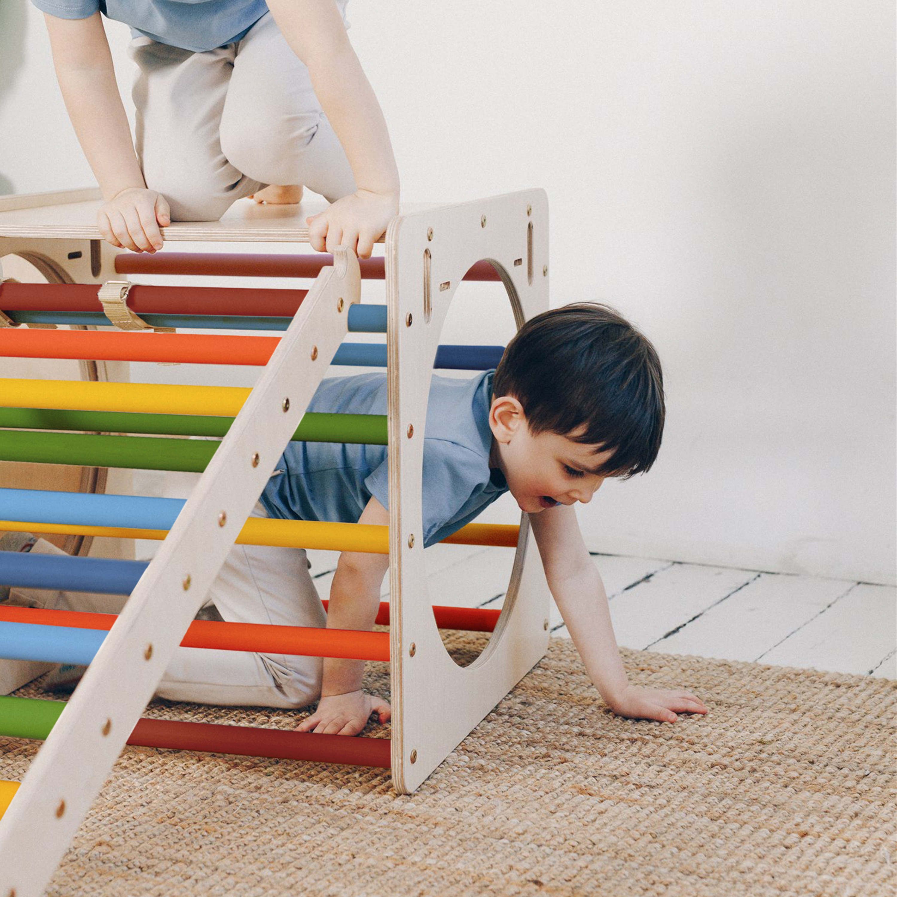 KateHaa Wooden Activity Cube with Ladder - Rainbow