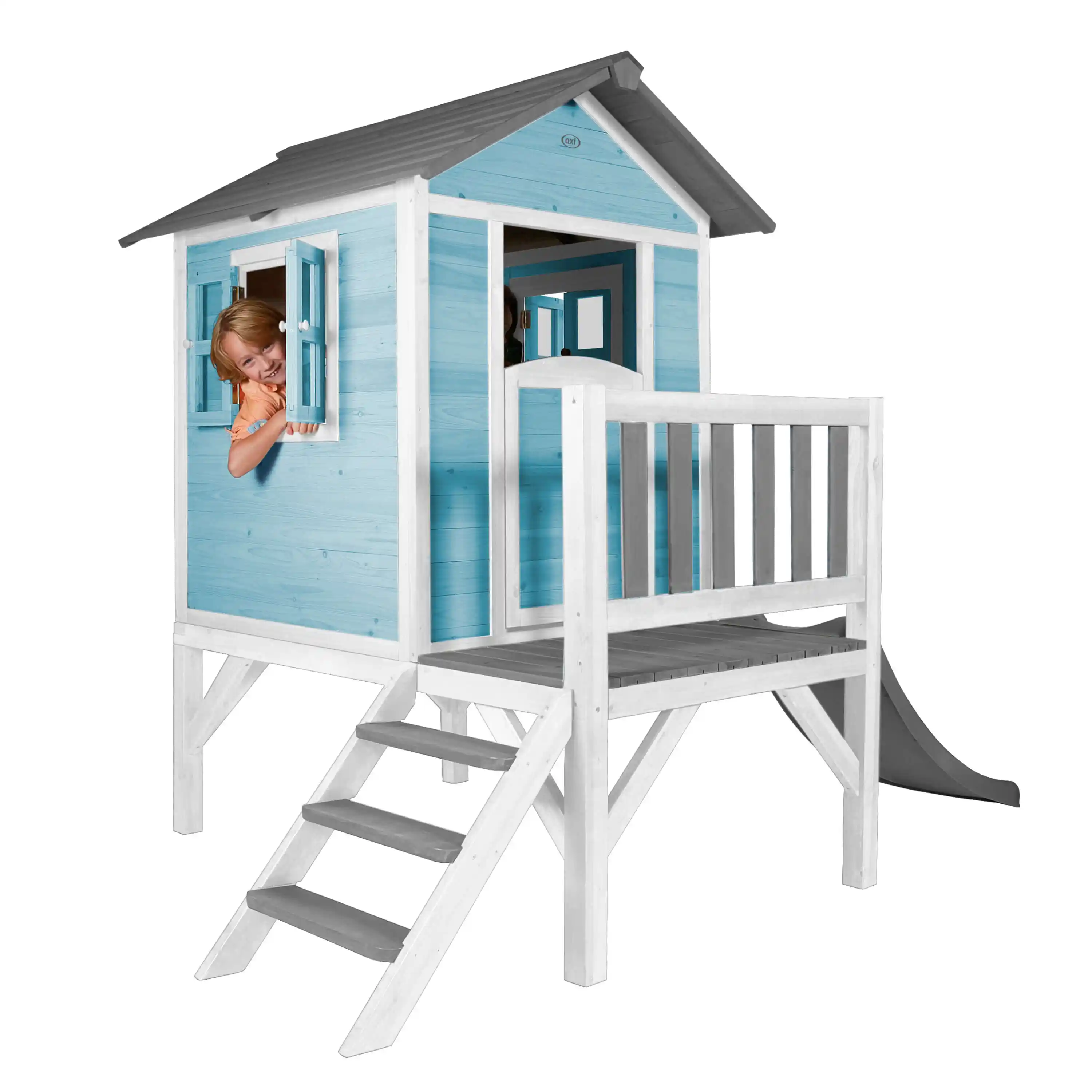 AXI Lodge XL Playhouse Caribbean Blue - Grey Slide