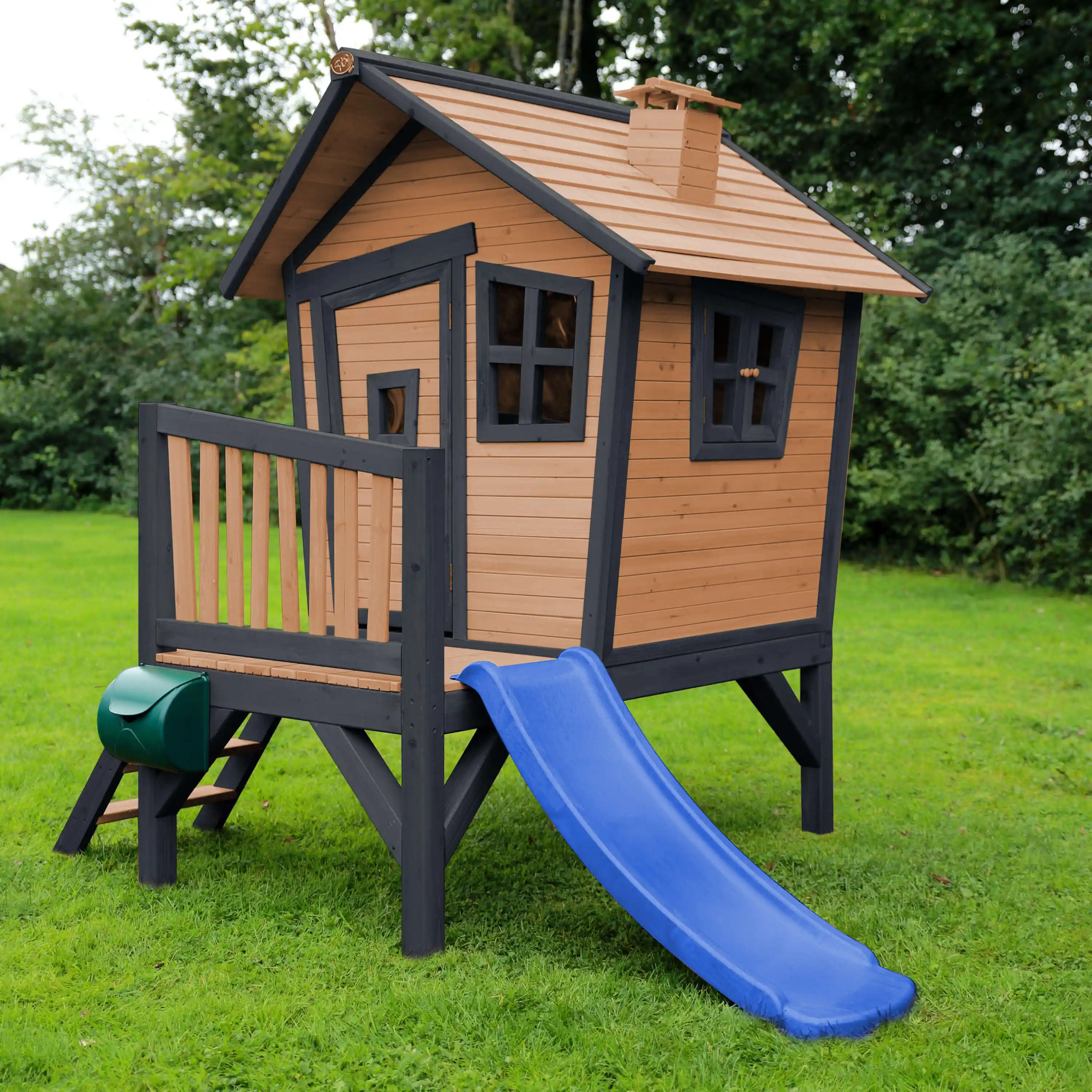 AXI Robin Playhouse Brown/Anthracite - Blue Slide