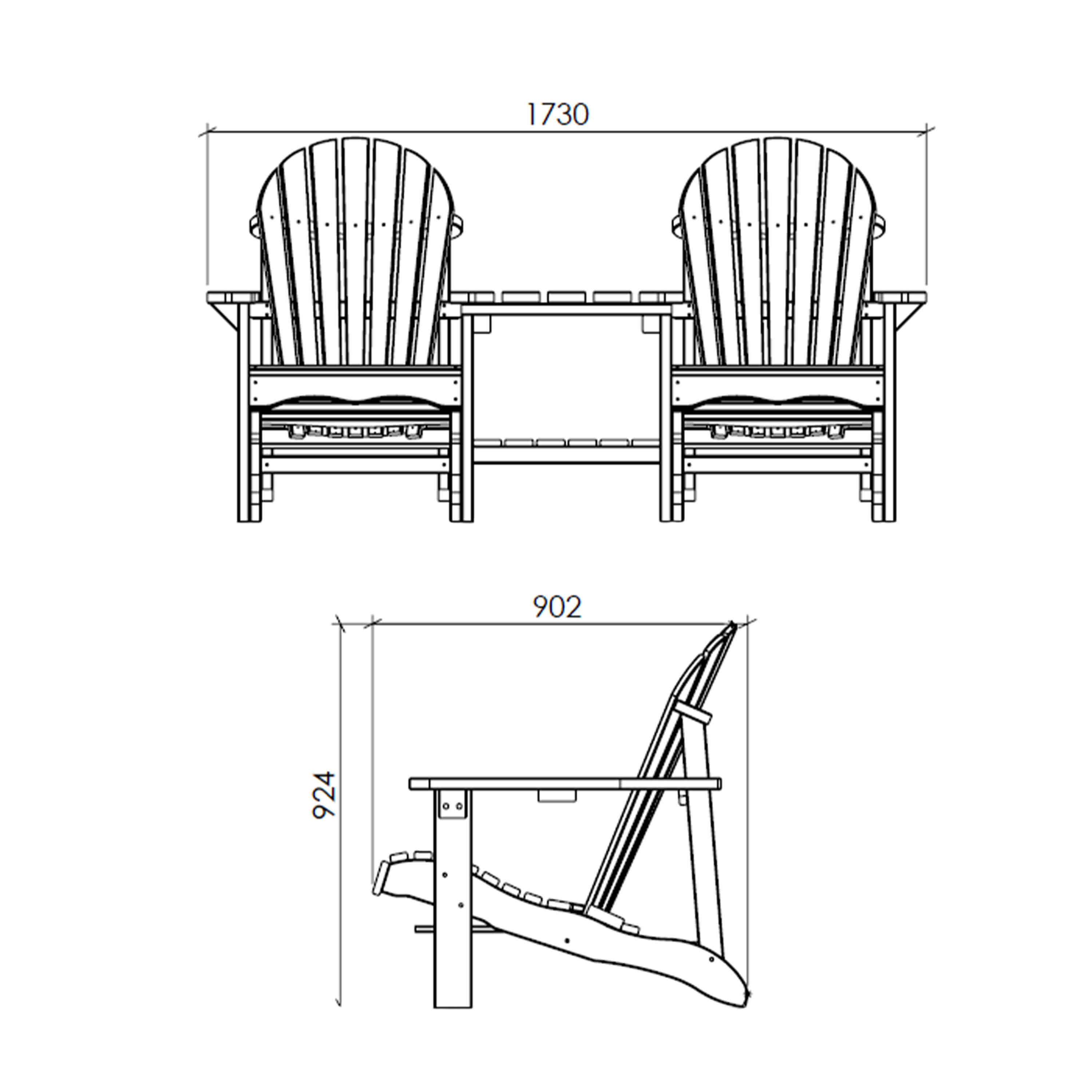 AXI Valerie Wooden Double Garden Chair with Table 175 cm - Natural