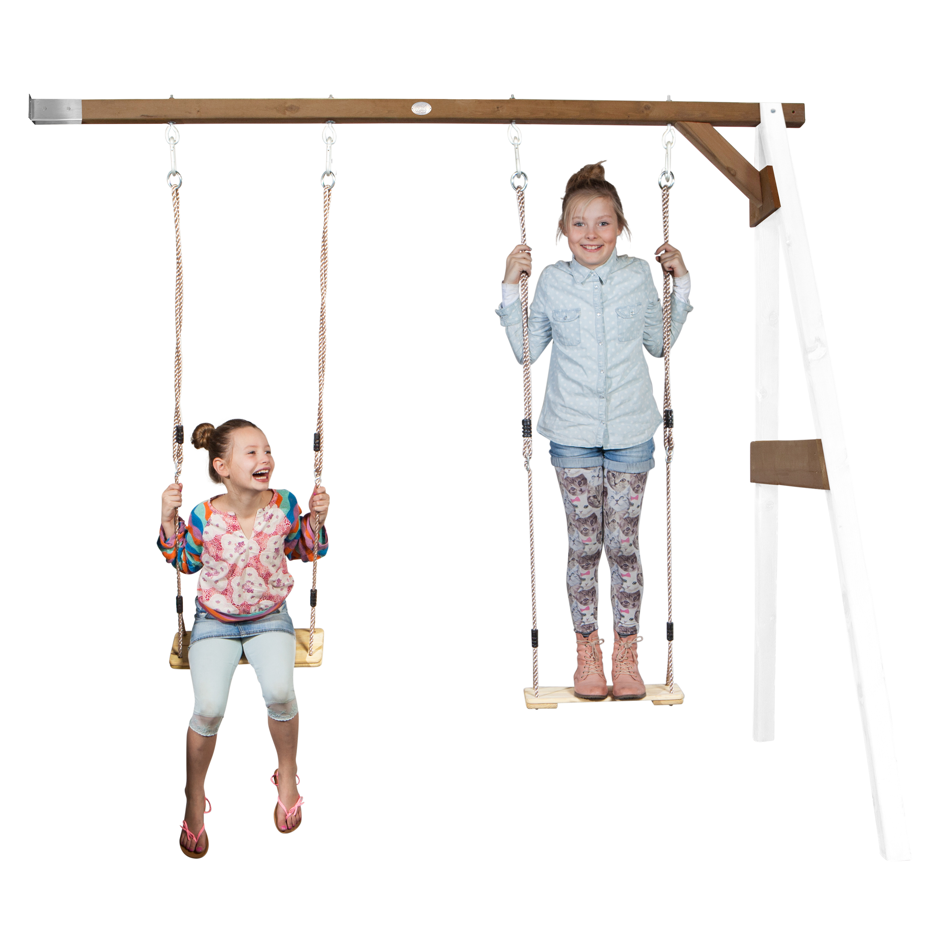 AXI Attachable Double Swing Set - White/Brown