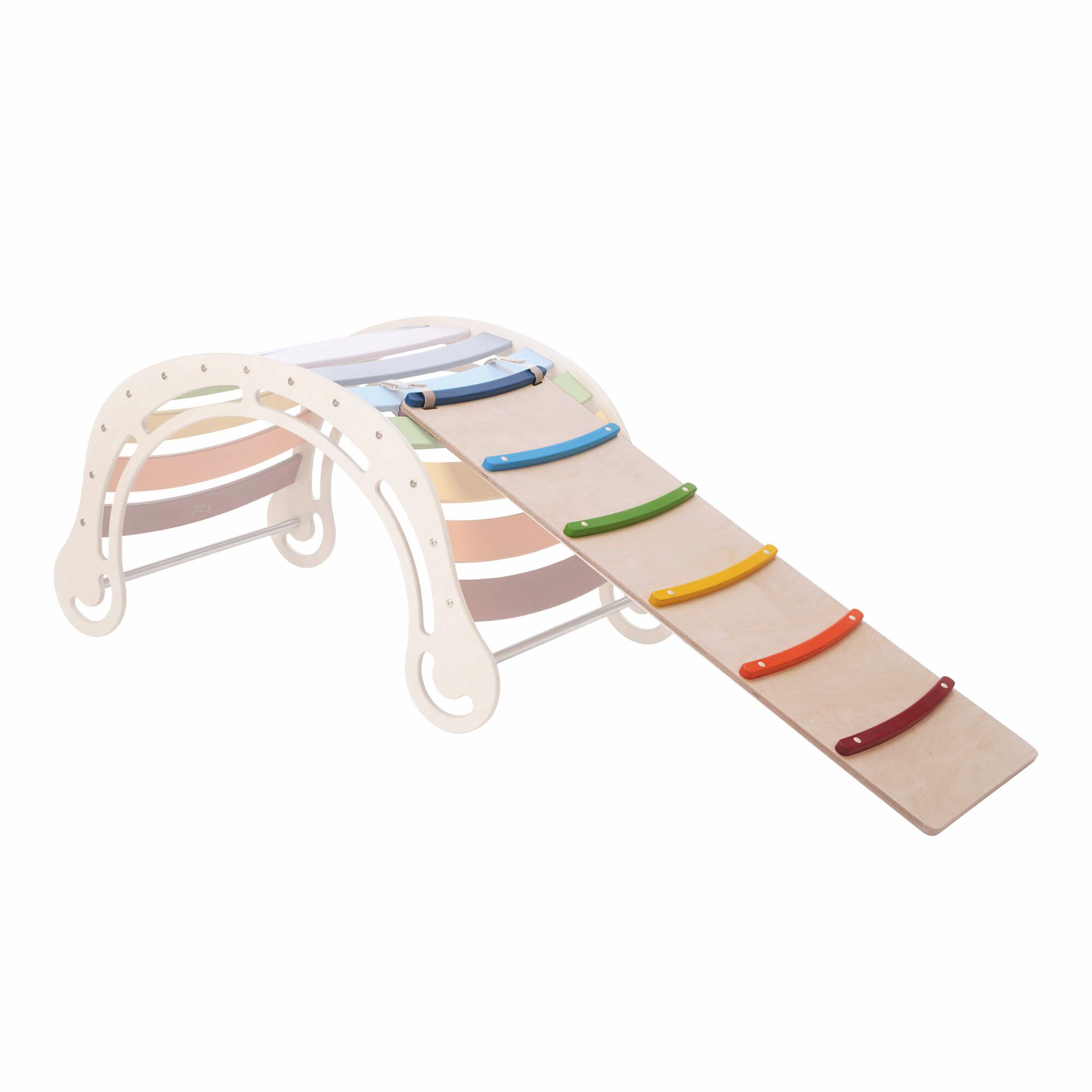 Wooden XXL Climbing Wall with Slide Rainbow