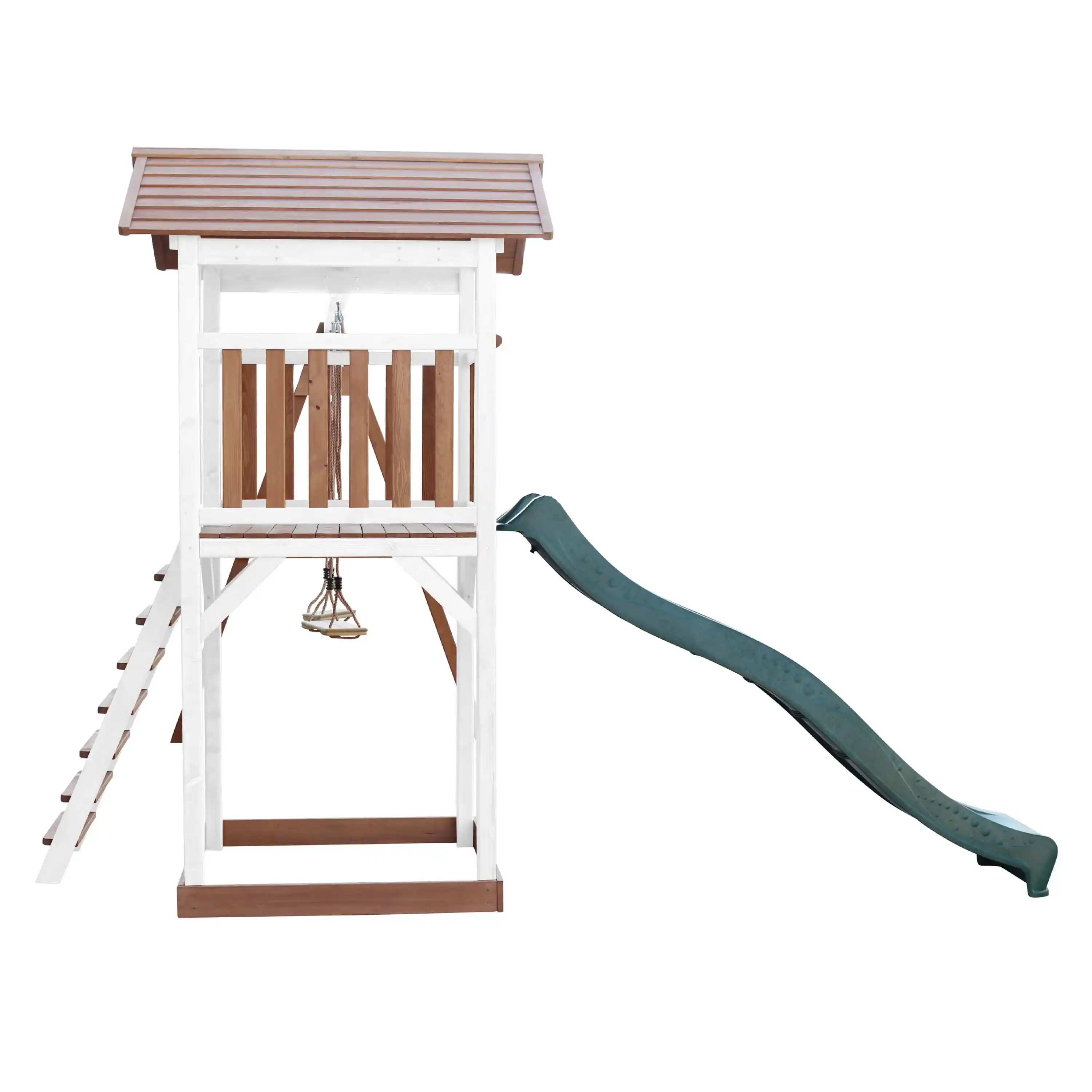 AXI Beach Tower with Double Swing Set Brown/White - Green Slide