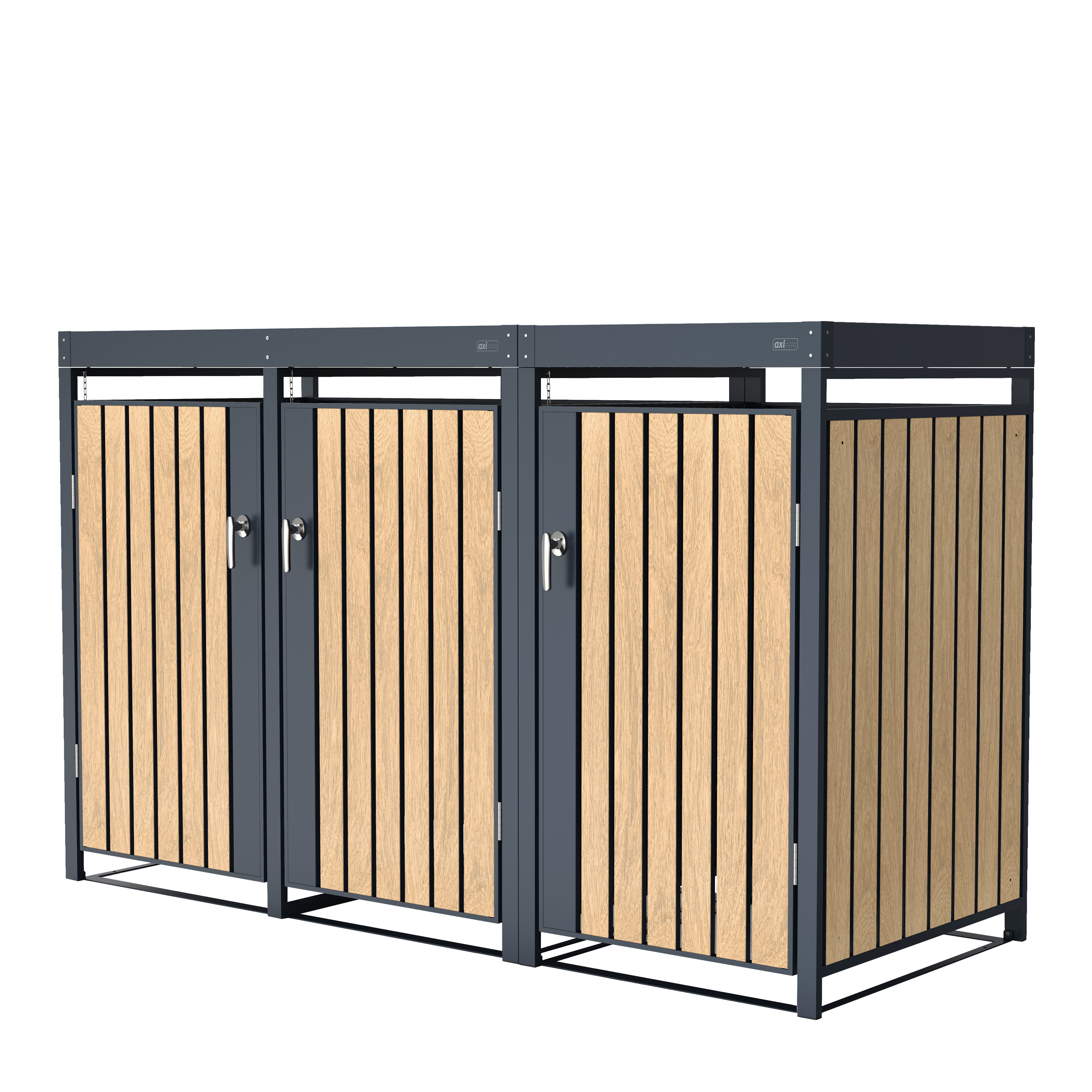 AXI Leon Metal Garbage Bin Shed with Planter - 3 Garbage Bins