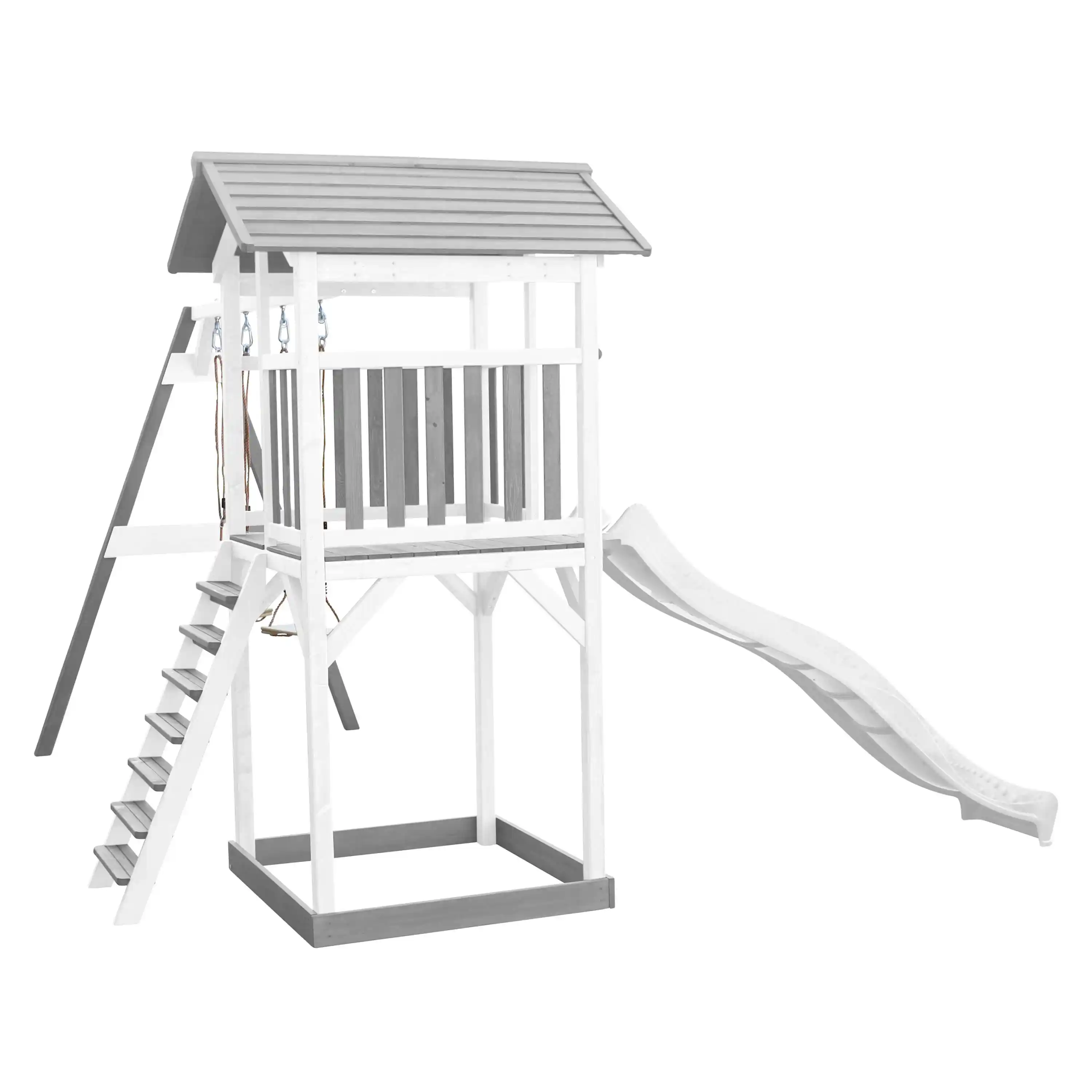 AXI Beach Tower with Double Swing Set Grey/White - White Slide