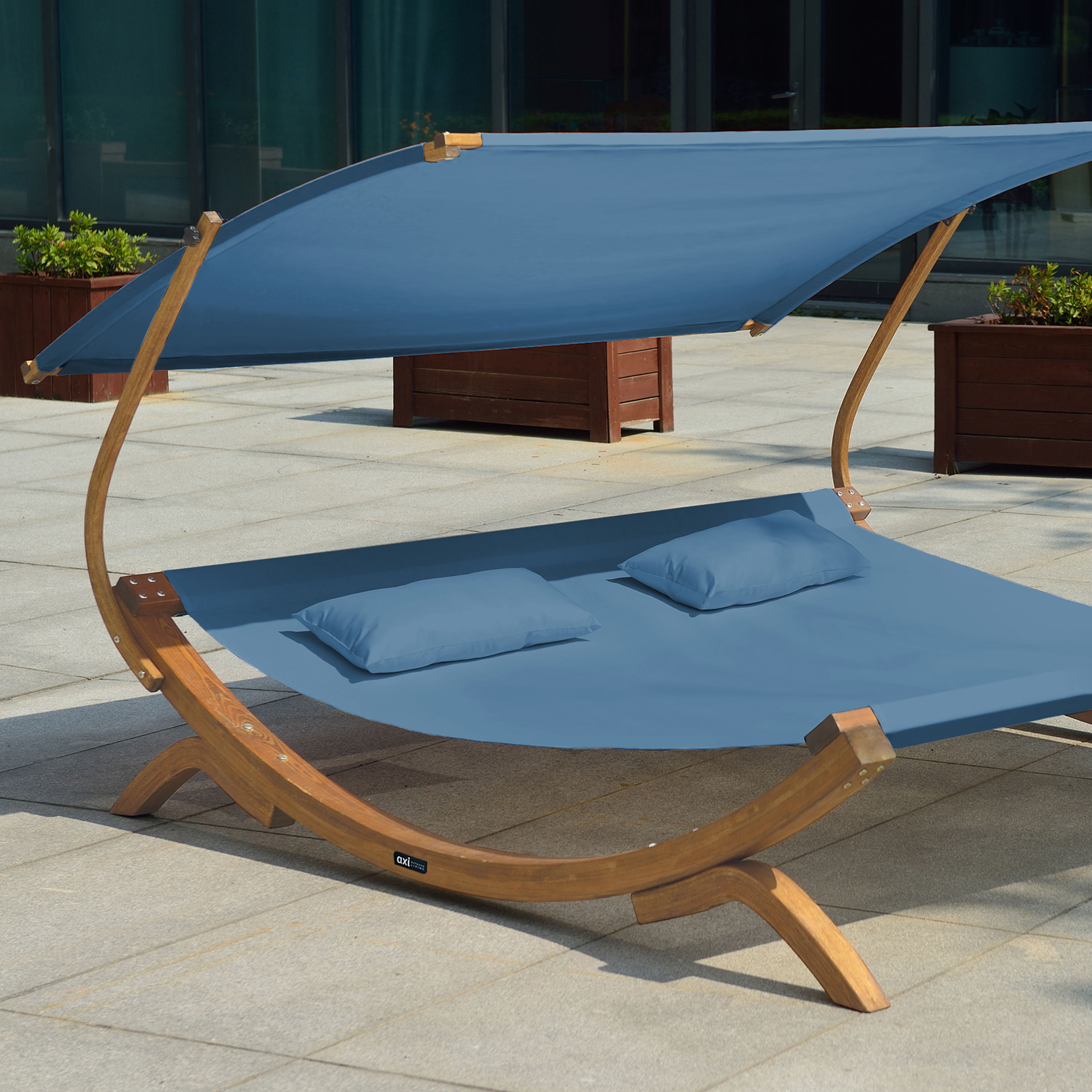 AXI Mallorca Double Lounger with Sunshade - Blue