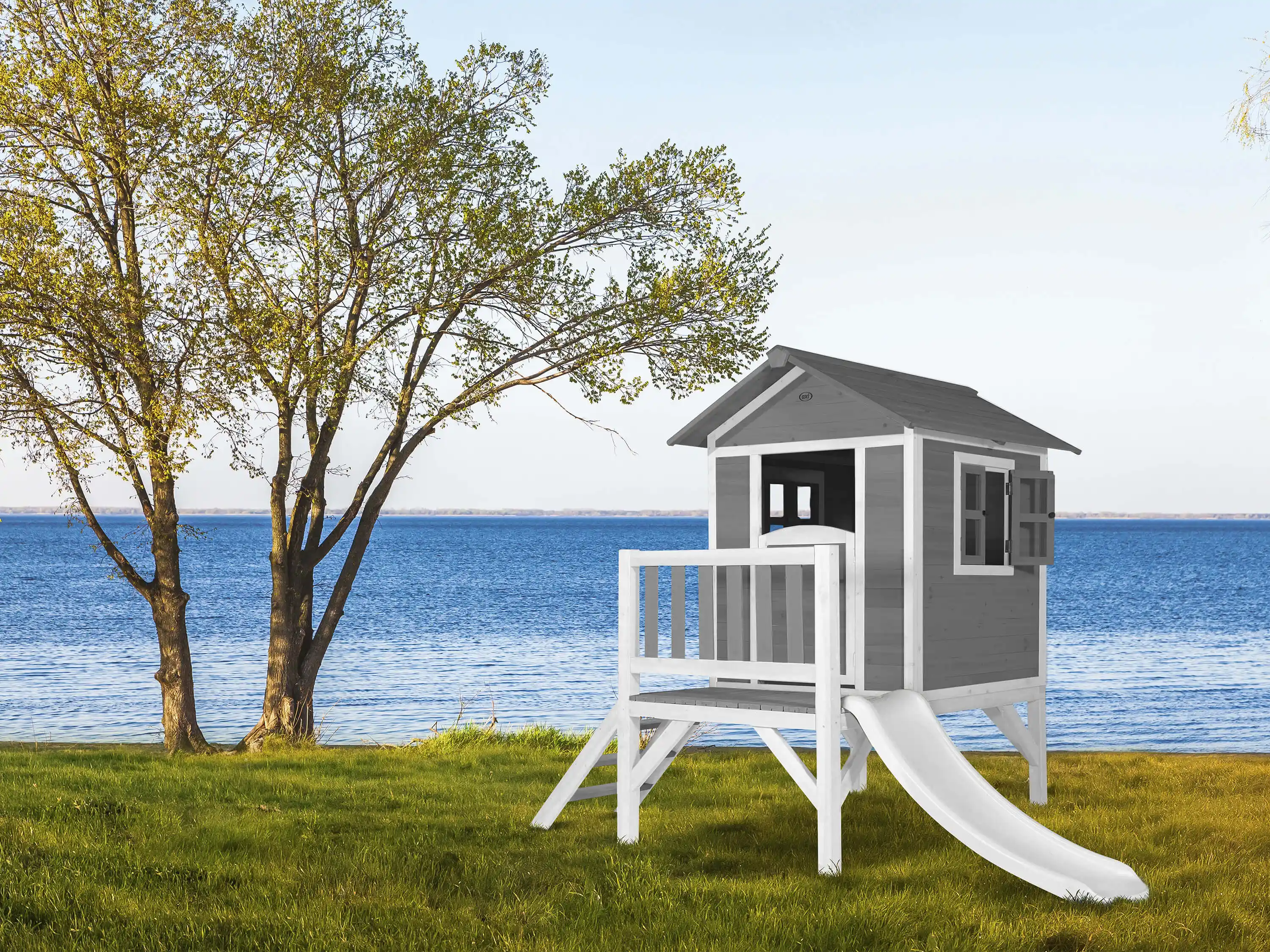 AXI Lodge XL Playhouse Cool Grey - White Slide