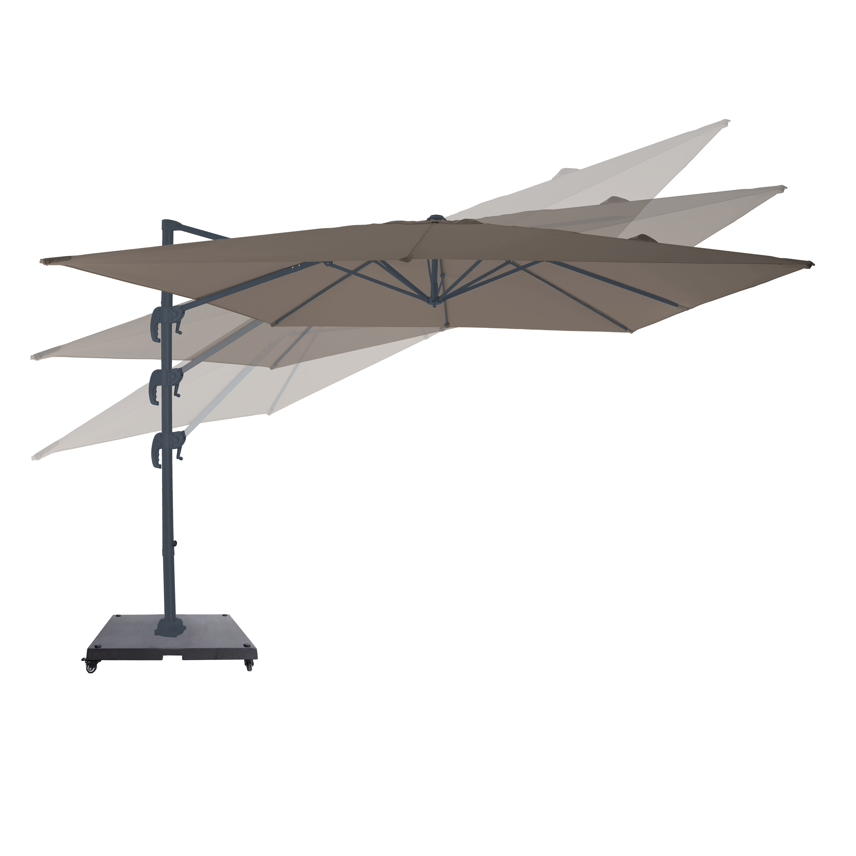 AXI Nima Cantilever Parasol 300x300 cm incl. Parasol Base with Wheels Anthracite/Taupe – Complete Set