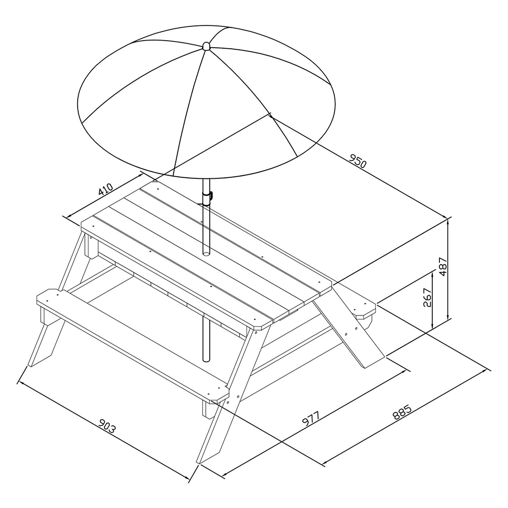 AXI Nick Sand & Water Picnic Table Anthracite/Grey with Umbrella
