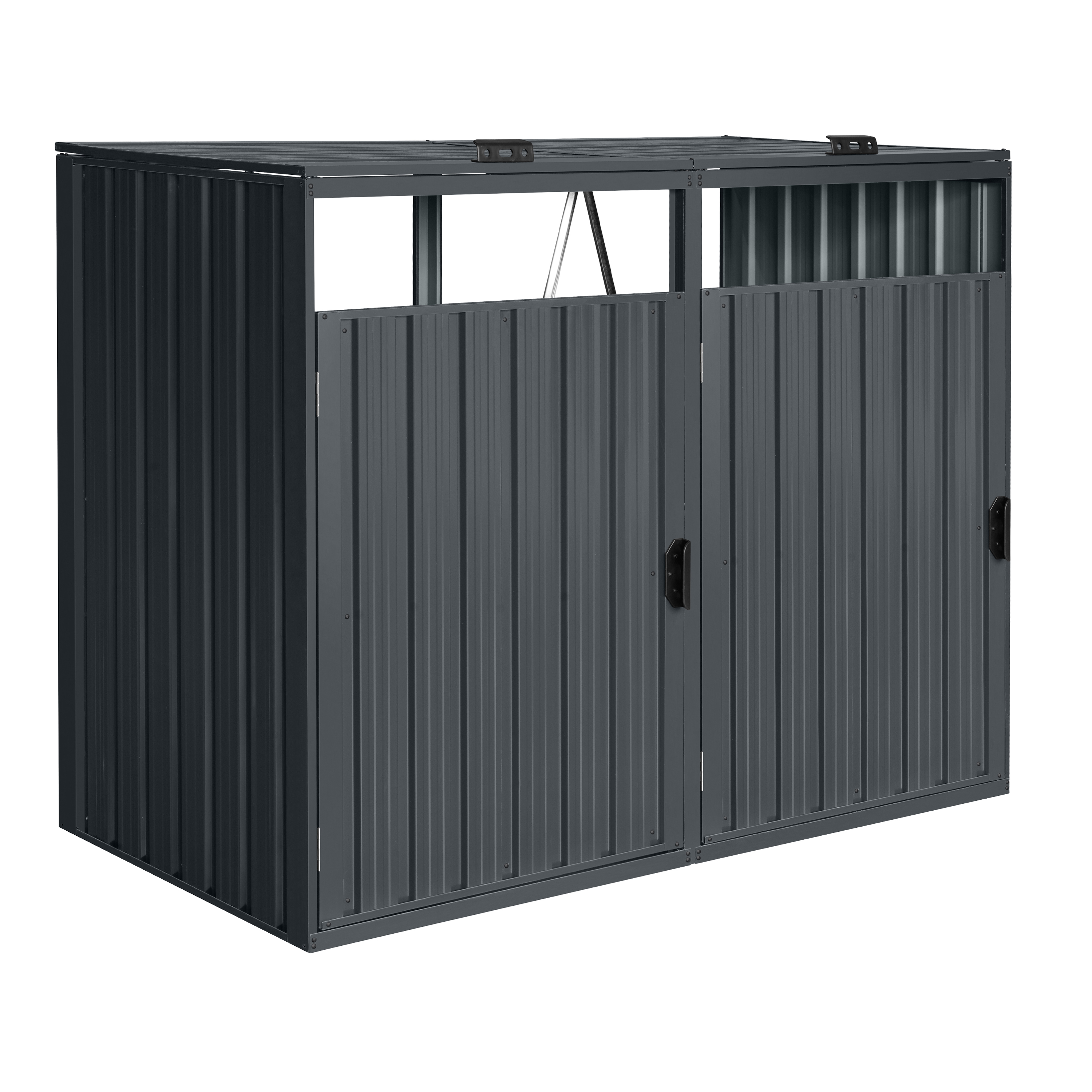 AXI Owen Metal Garbage Bin Shed Anthracite - 2 Garbage Bins