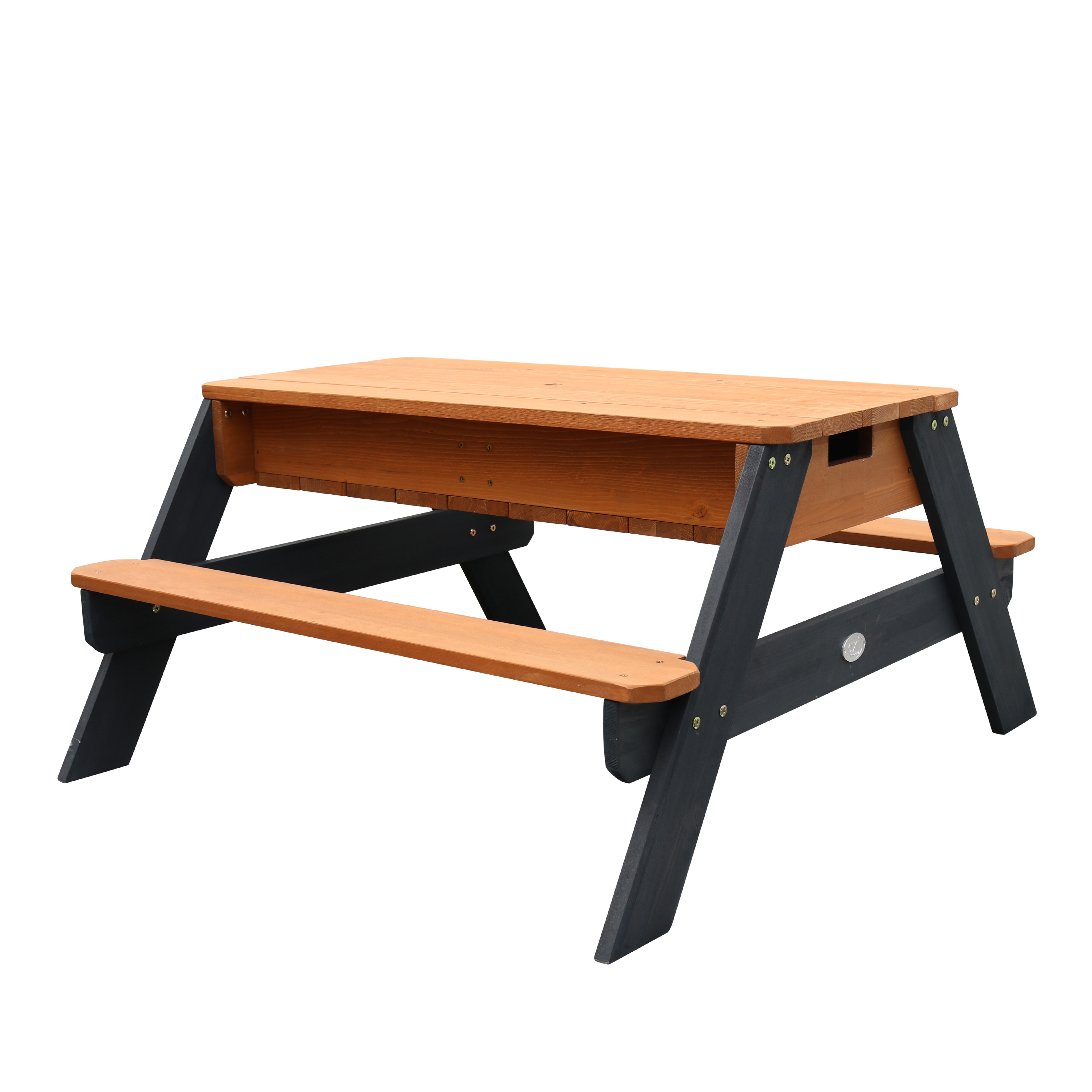 AXI Nick Zand & Water Picknicktafel Antraciet/bruin Limited - Parasol Blauw/wit