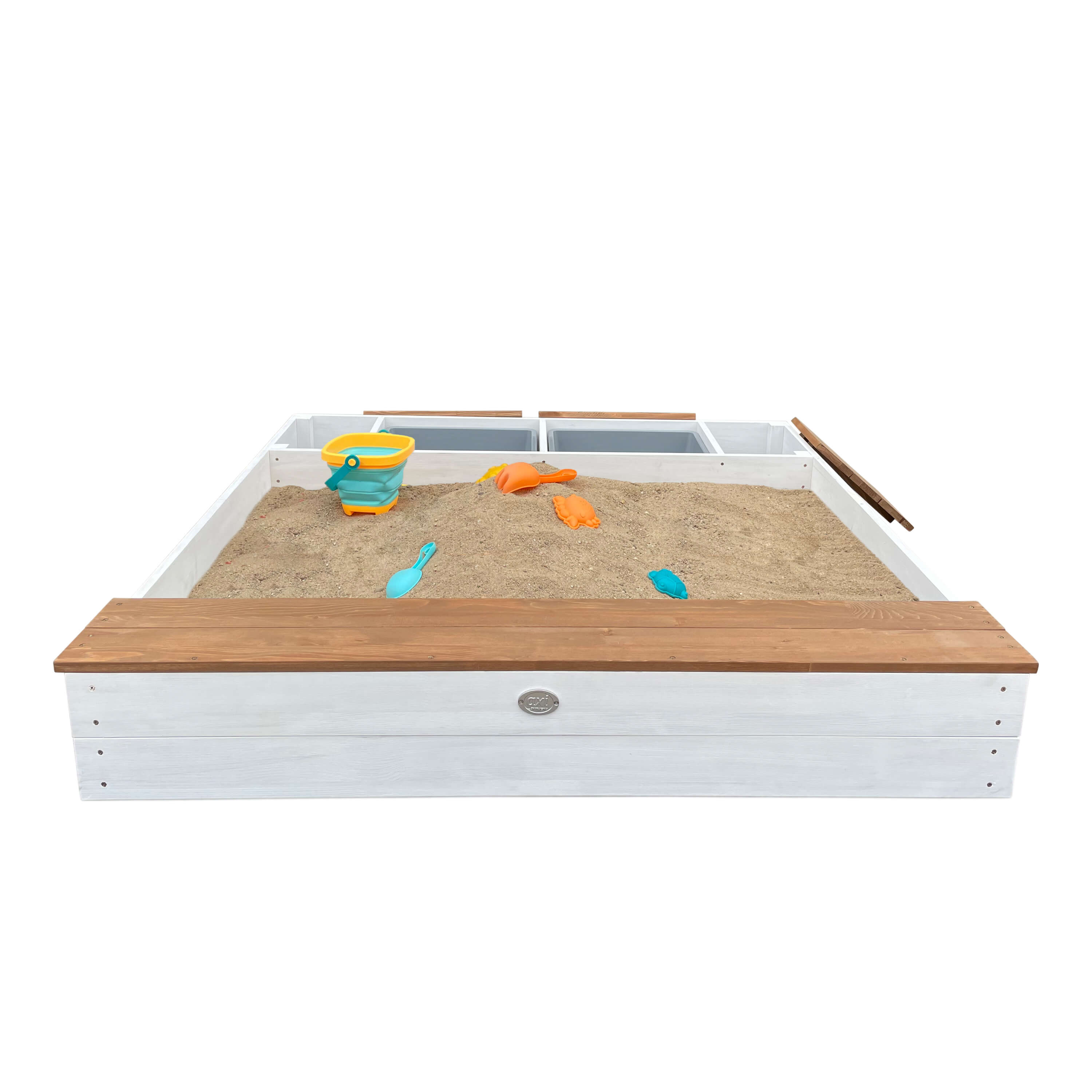 AXI Evy Sandbox with Bins and Storage - White/Brown