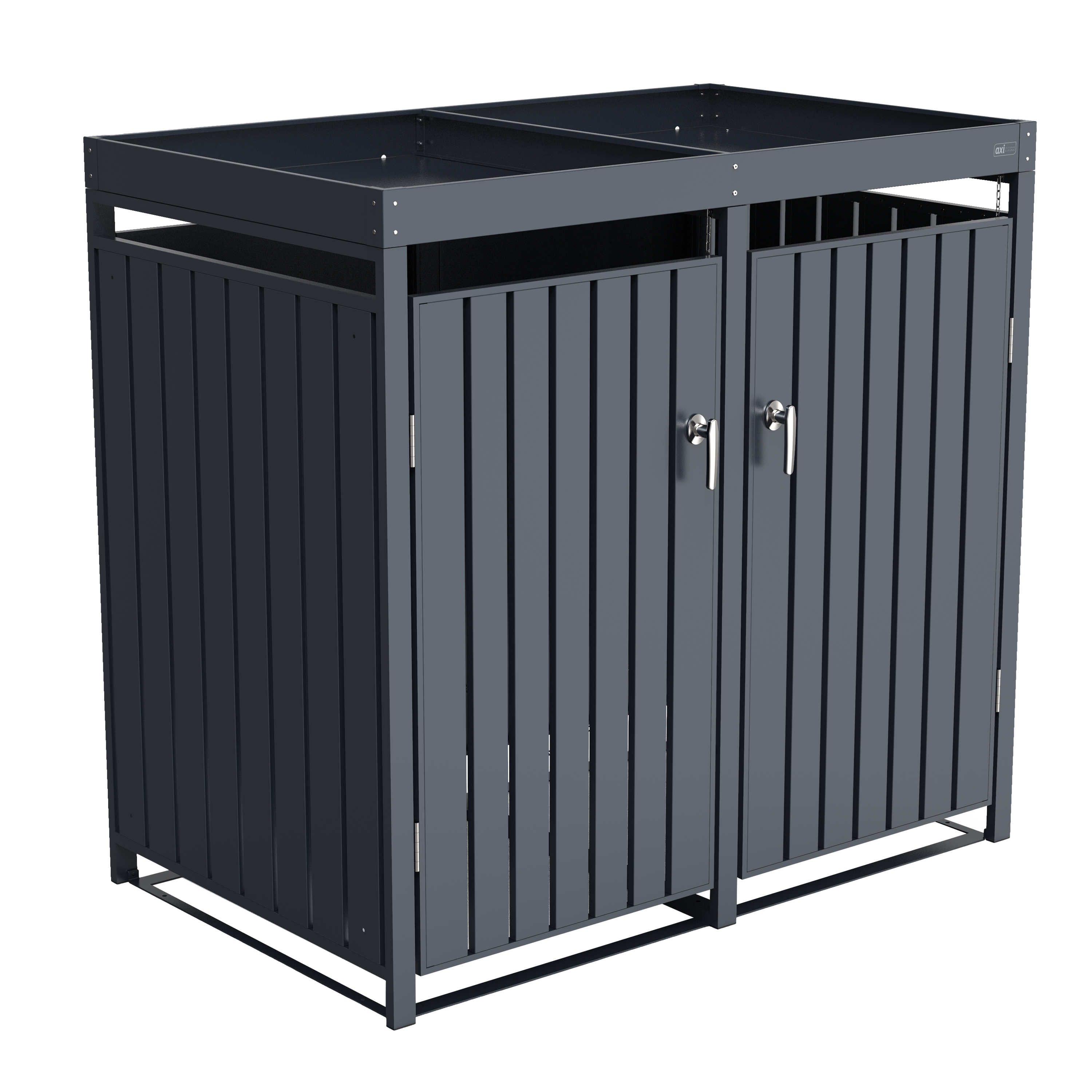 AXI Leon Metal Garbage Bin Shed with Planter - 2 Garbage Bins