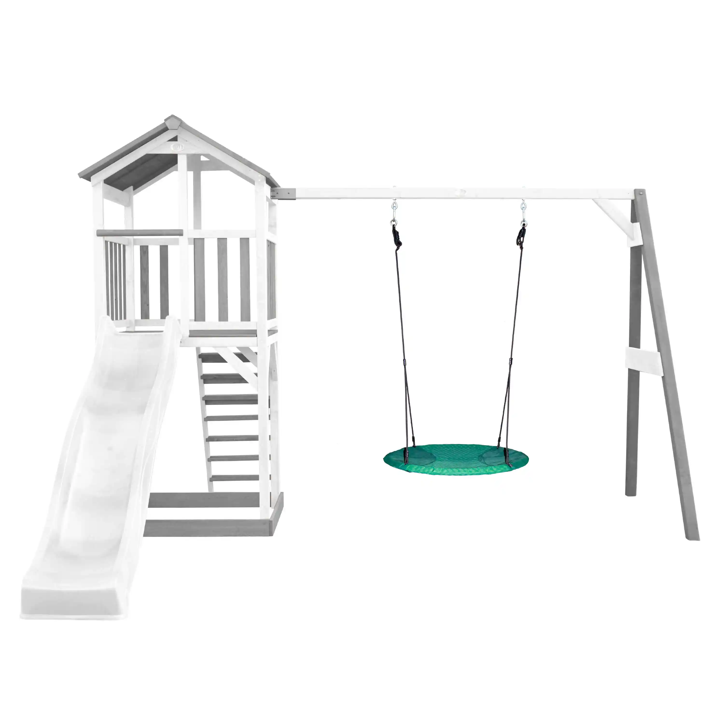 AXI Beach Tower with Summer Nest Swing Set Grey/White - White Slide