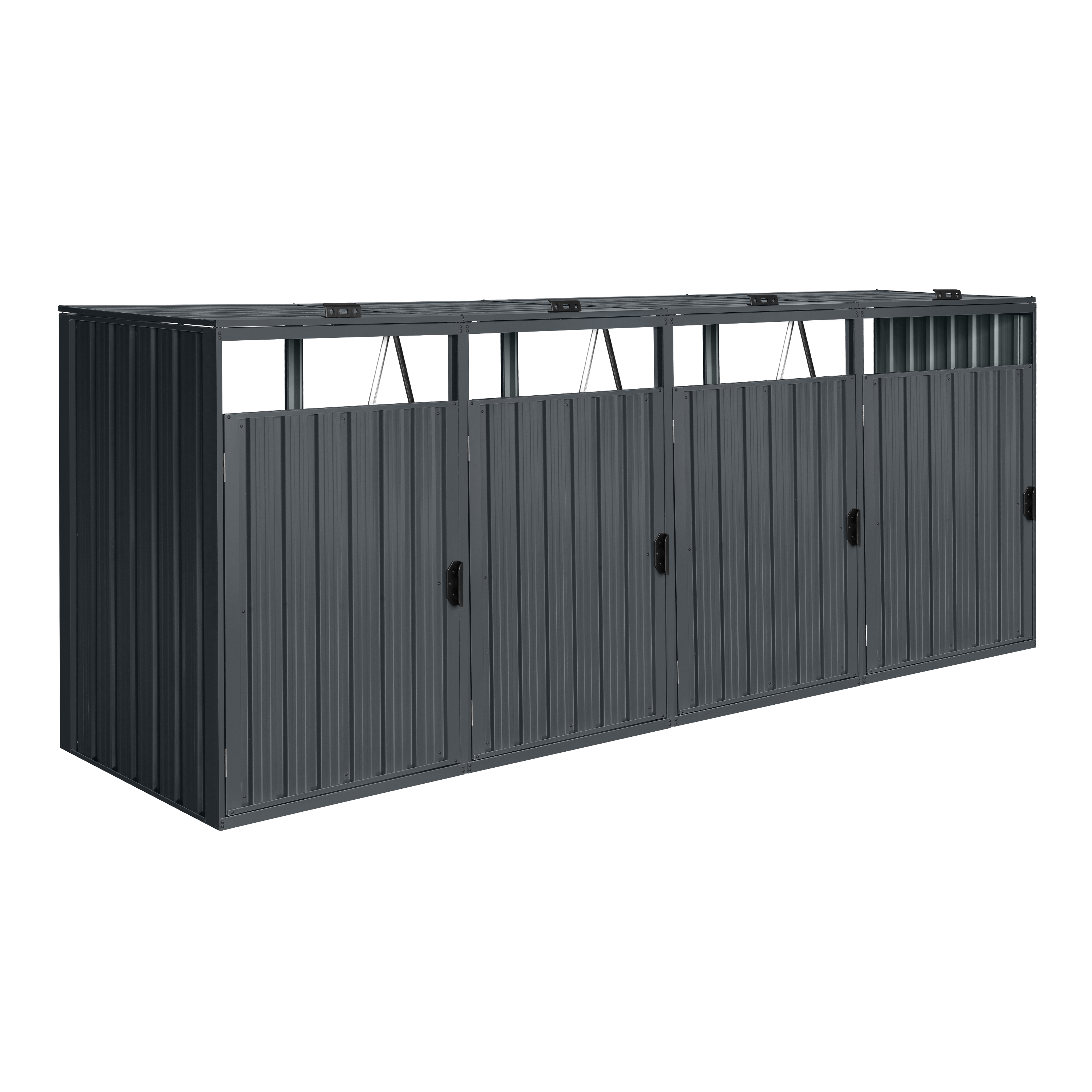 AXI Owen Metal Garbage Bin Shed Anthracite - 4 Garbage Bins