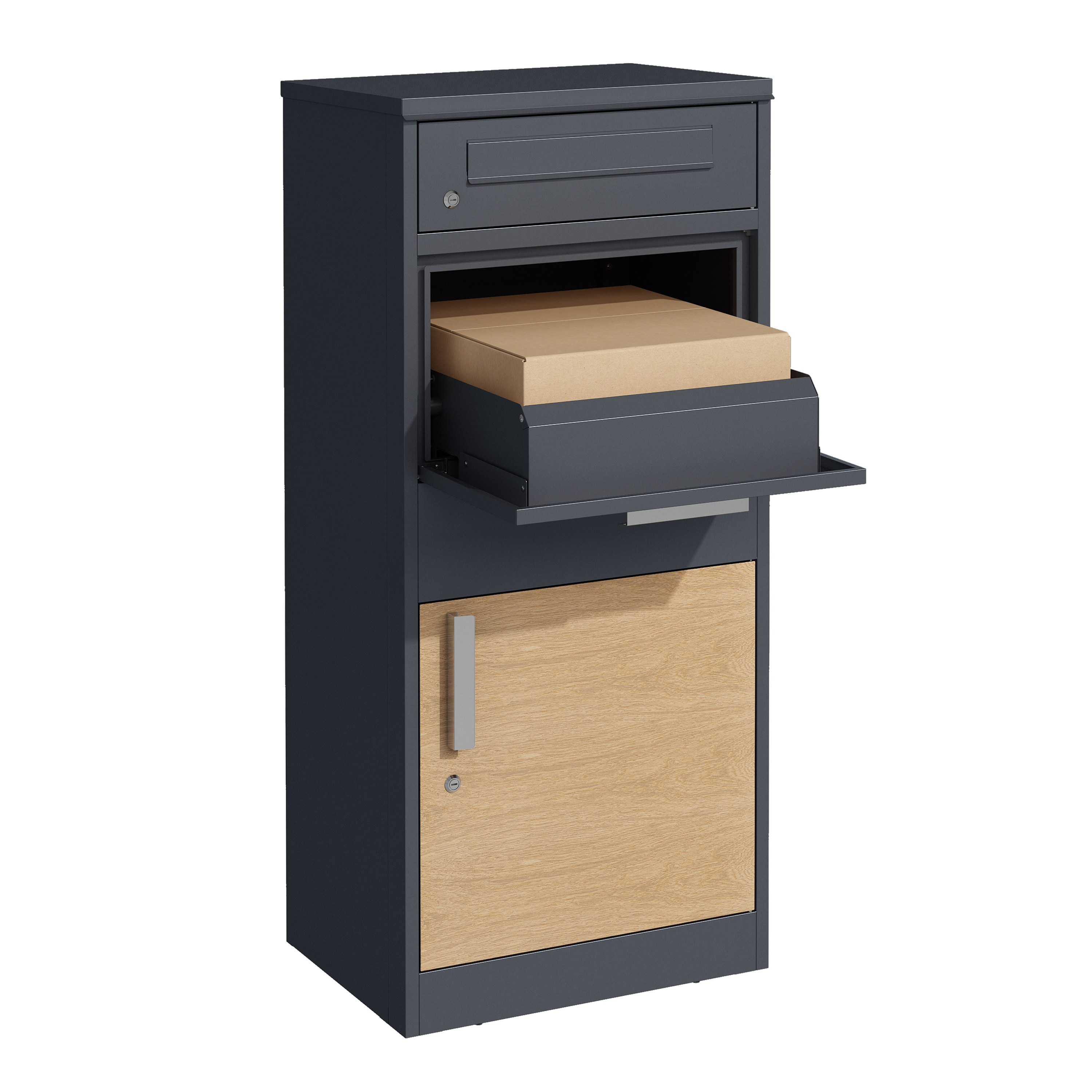 AXI Levi Metal Parcel Mailbox in Anthracite/Wood Look