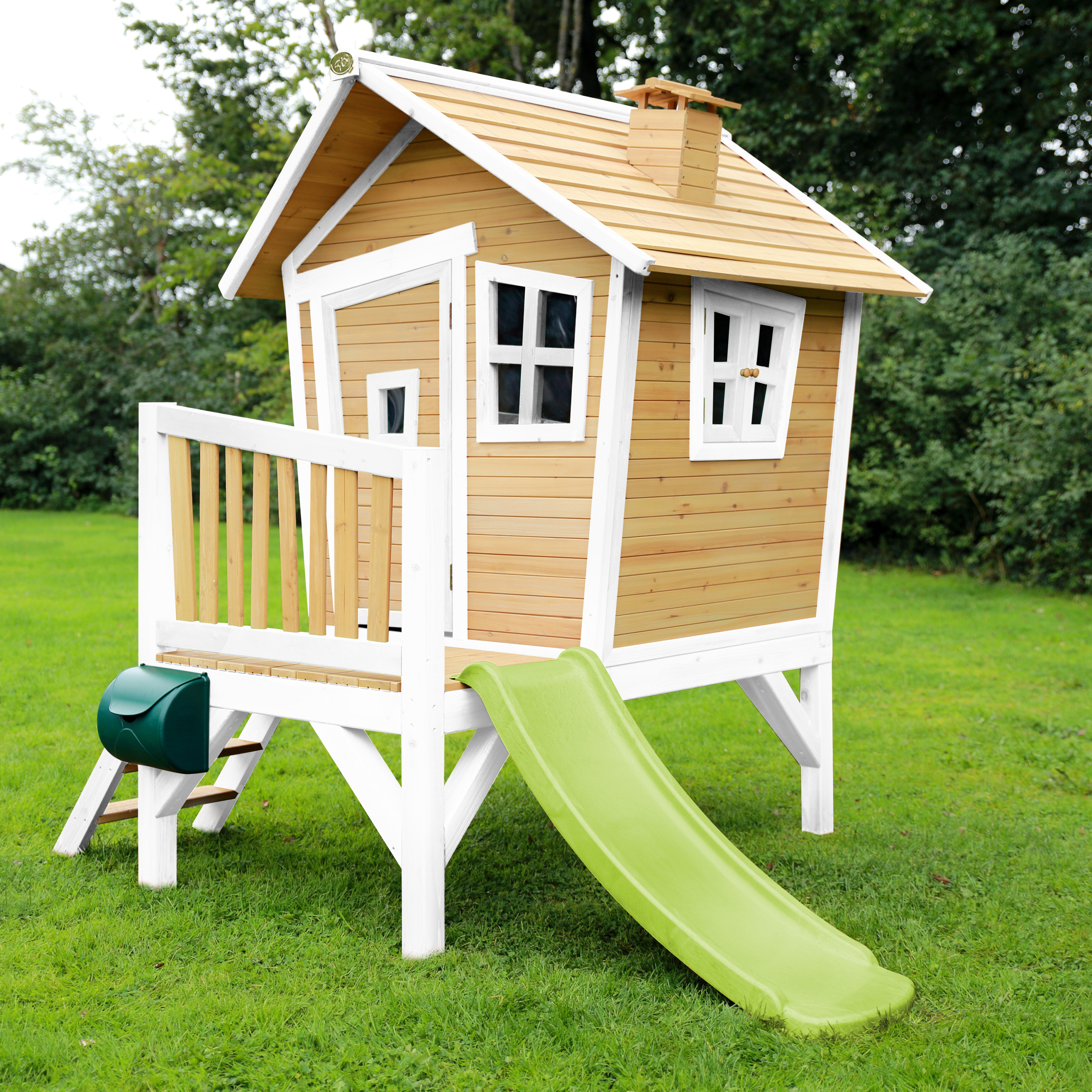 AXI Robin Playhouse Brown/White - Lime Green Slide