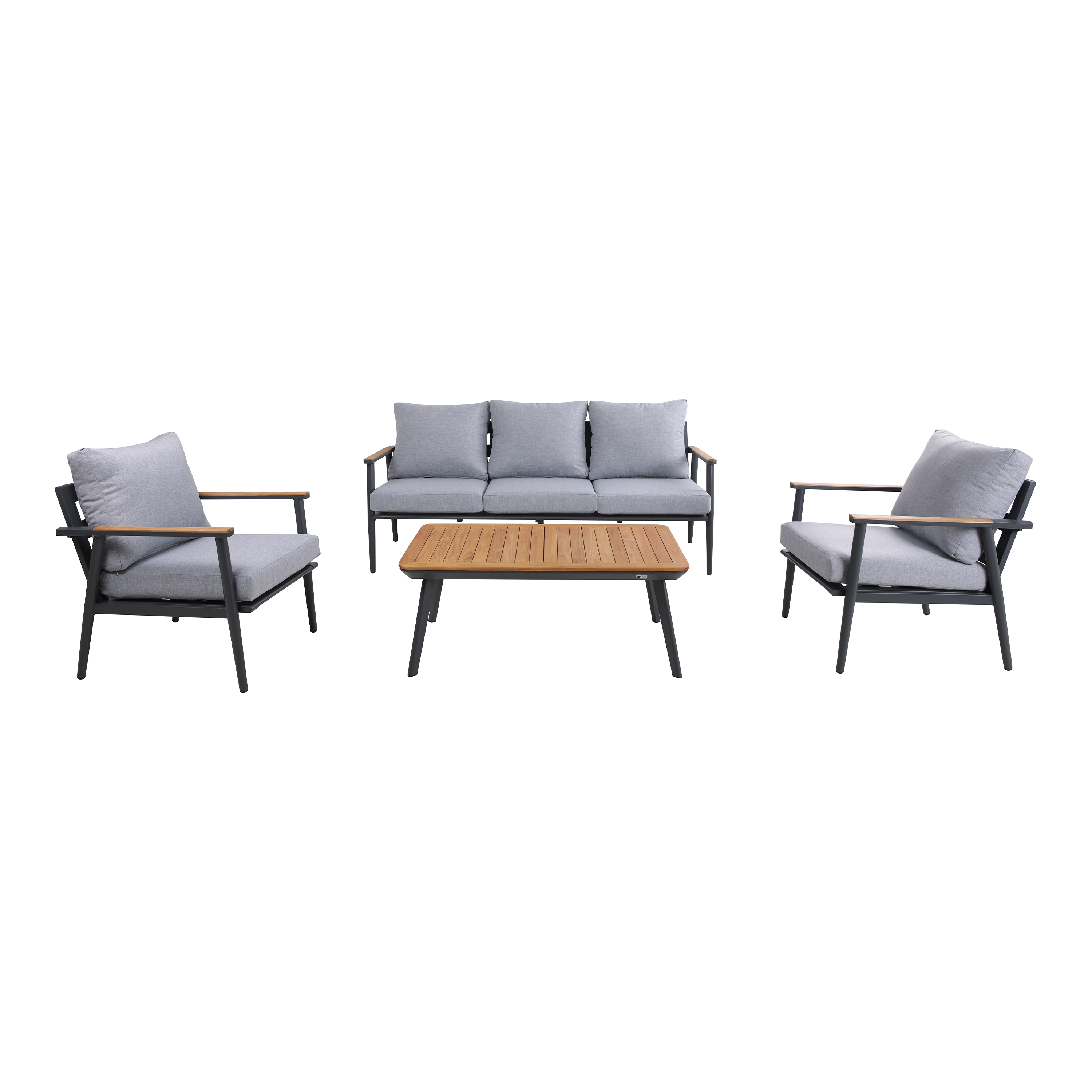 AXI Bibi 4-piece Lounge Set with sofa, table and two chairs - Anthracite/Teak