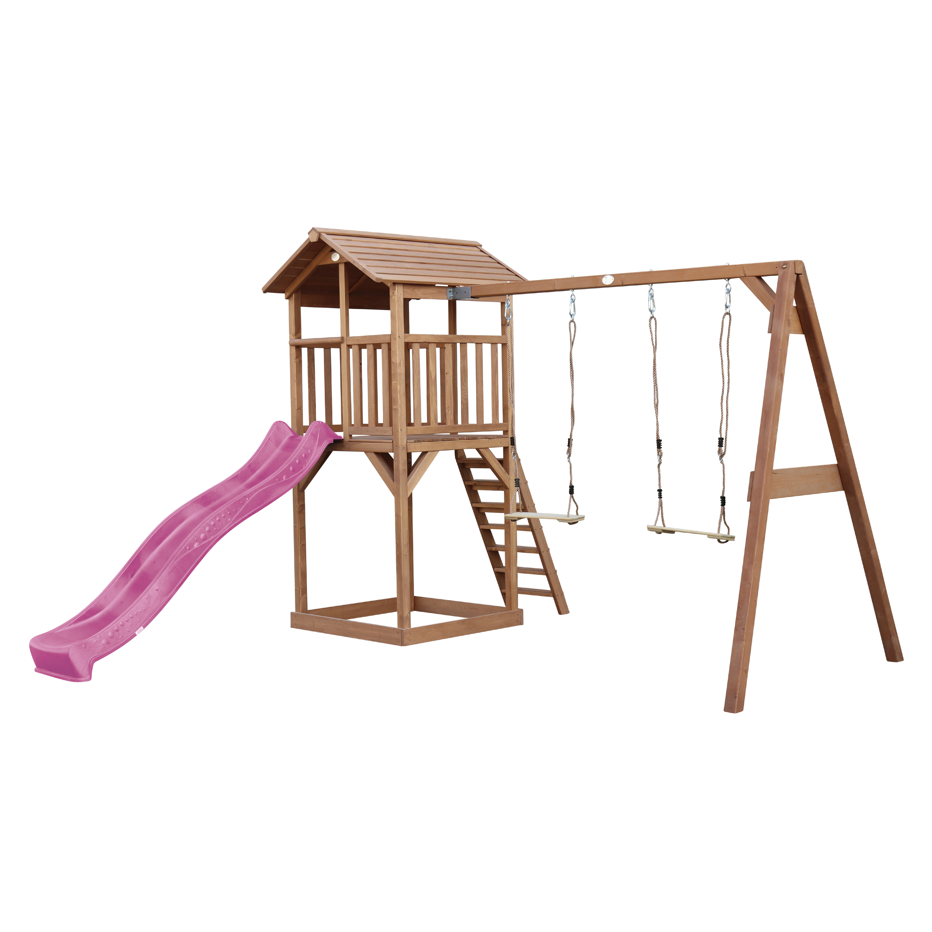 AXI Beach Tower with Double Swing Set Brown - Purple Slide