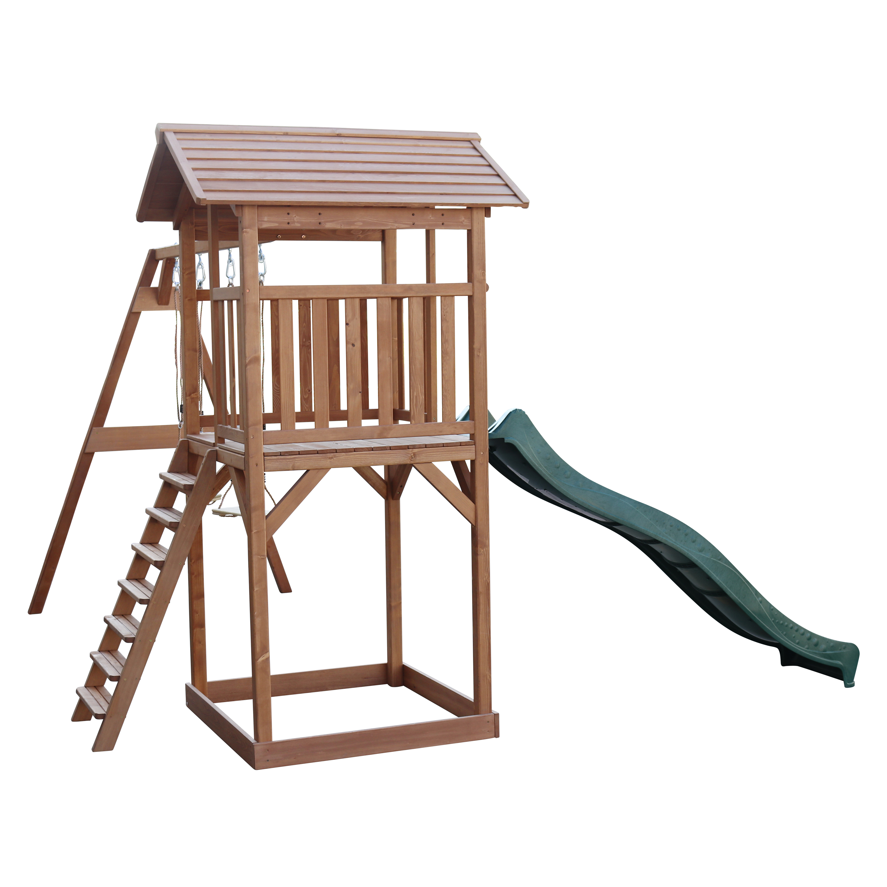 AXI Beach Tower with Double Swing Set Brown - Green Slide