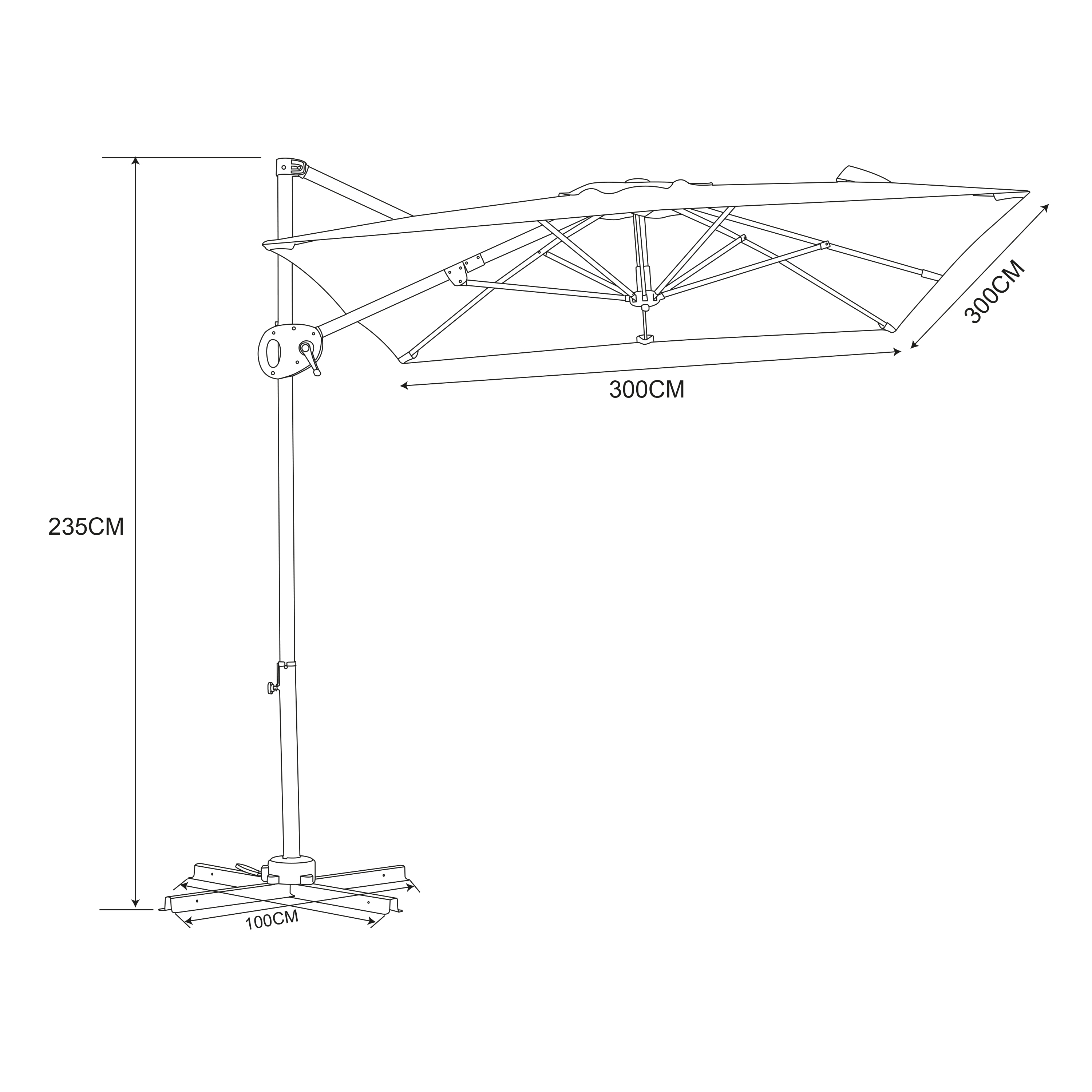 AXI Mira Cantilever Parasol 300x300cm Anthracite/Taupe