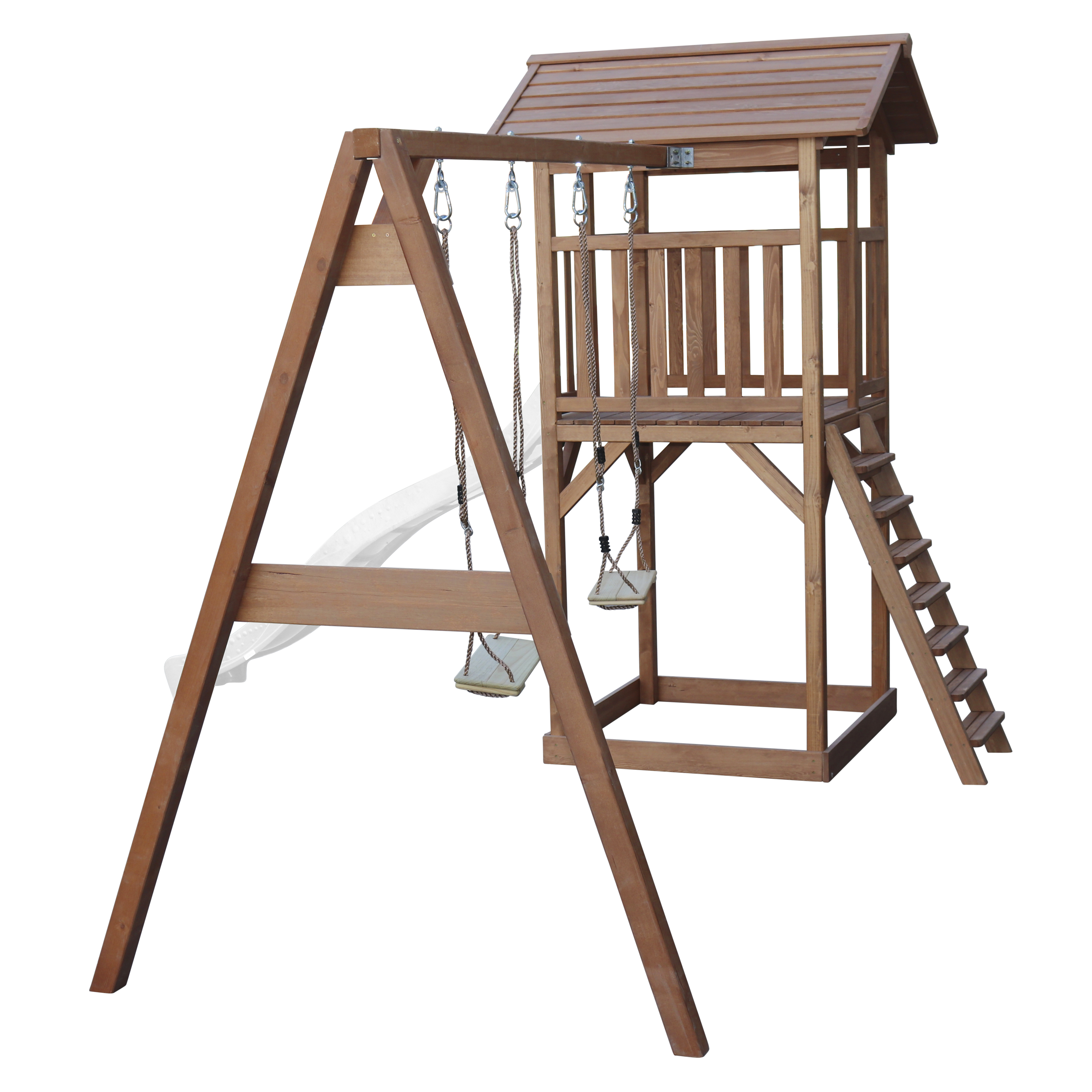AXI Beach Tower with Double Swing Set Brown - White Slide
