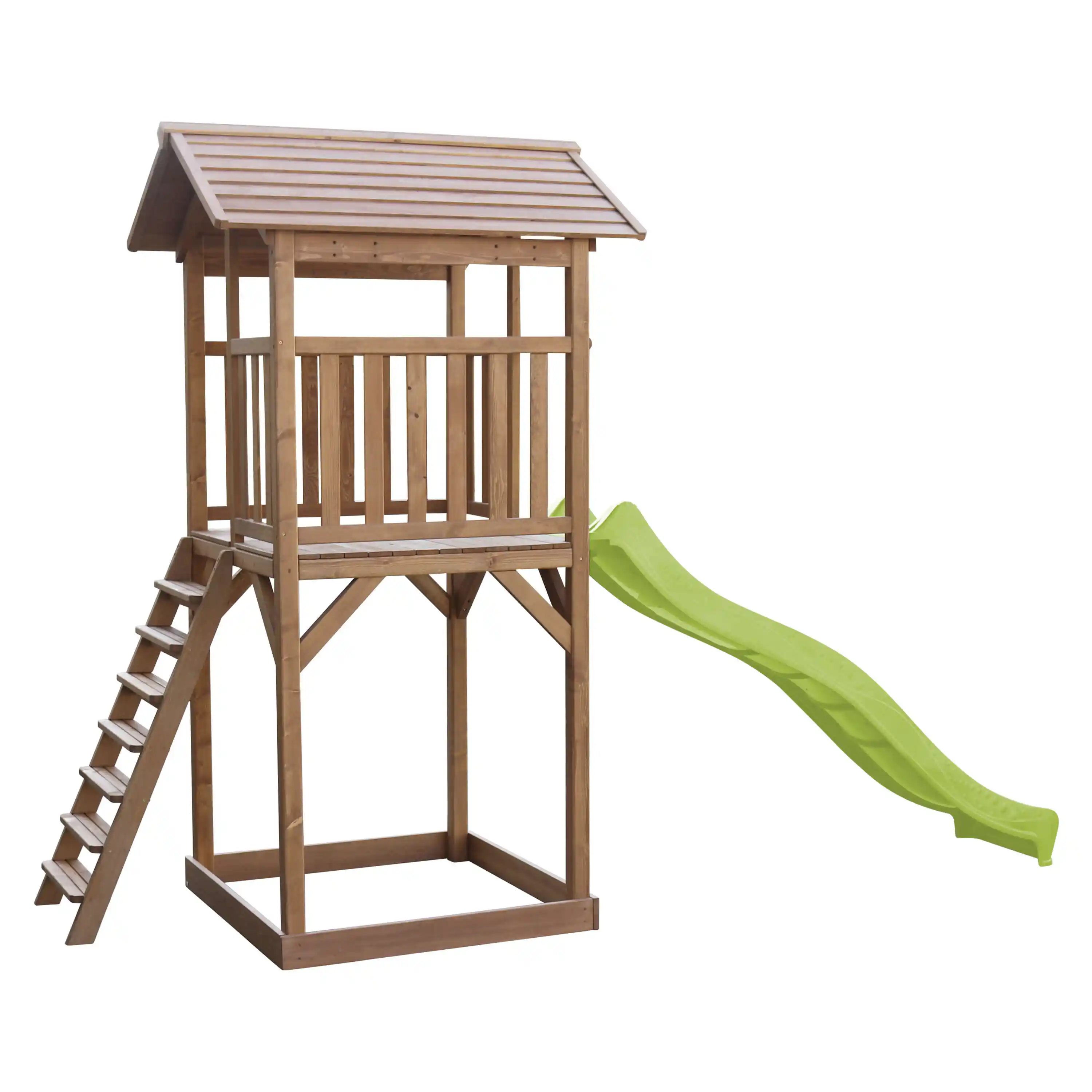 AXI Beach Tower Speeltoren Bruin - Limoen groene Glijbaan