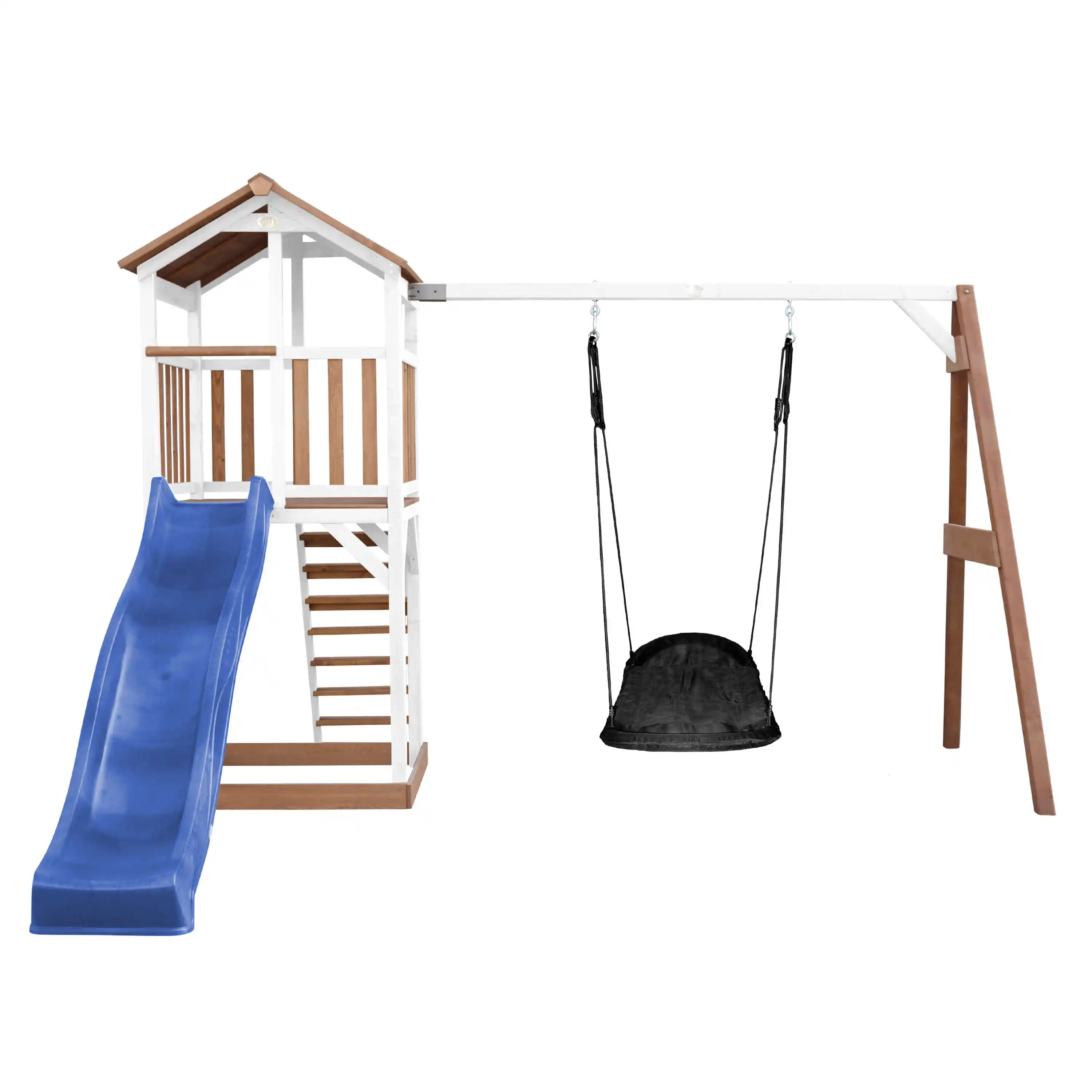 AXI Beach Tower with Roxy Nest Swing Set Brown/White - Blue Slide