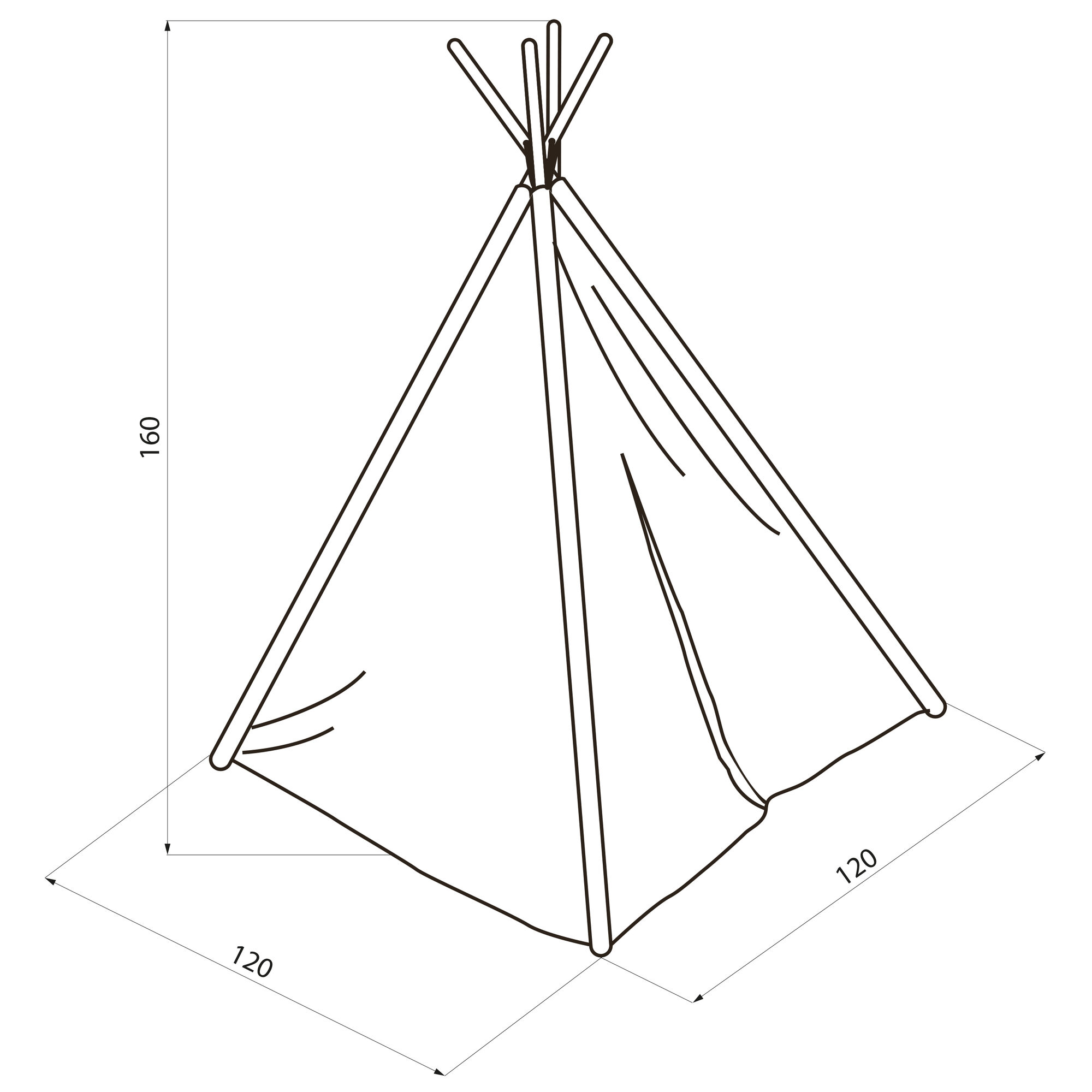 Sunny World Map Teepee Tent - Black/White