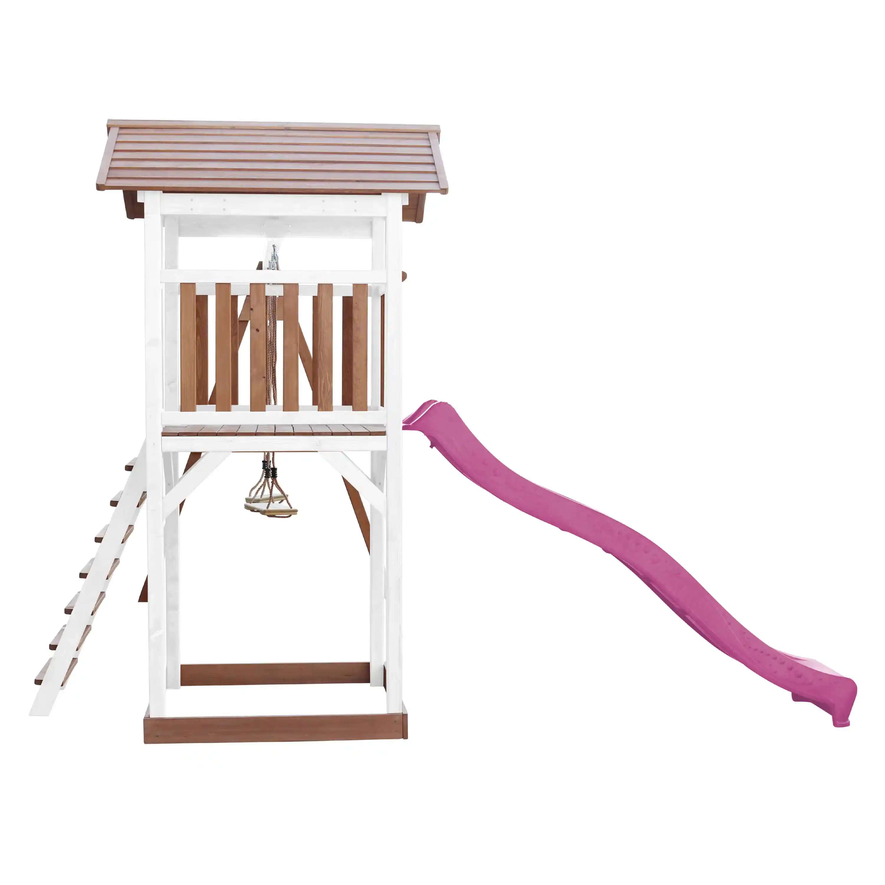 AXI Beach Tower with Double Swing Set Brown/White - Purple Slide