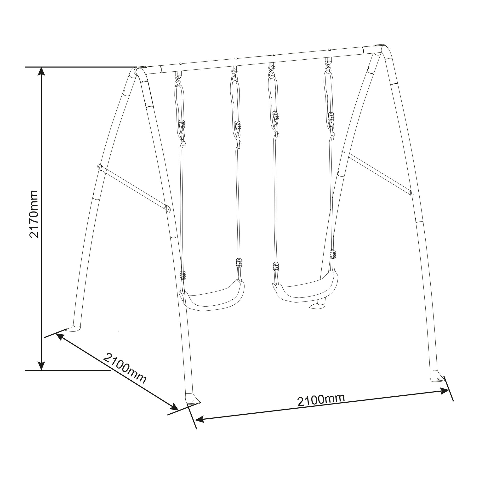 maattekening AXI Dubbele Metalen Schommel