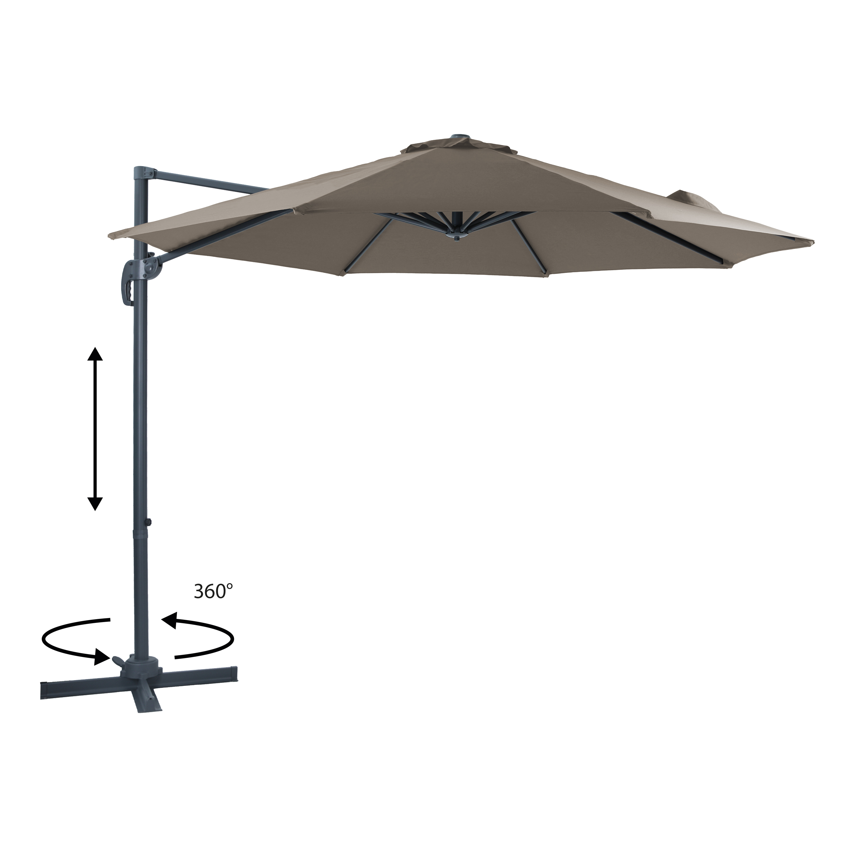 AXI Marisol Cantilever Parasol Ø 300cm Round - Grey/Taupe