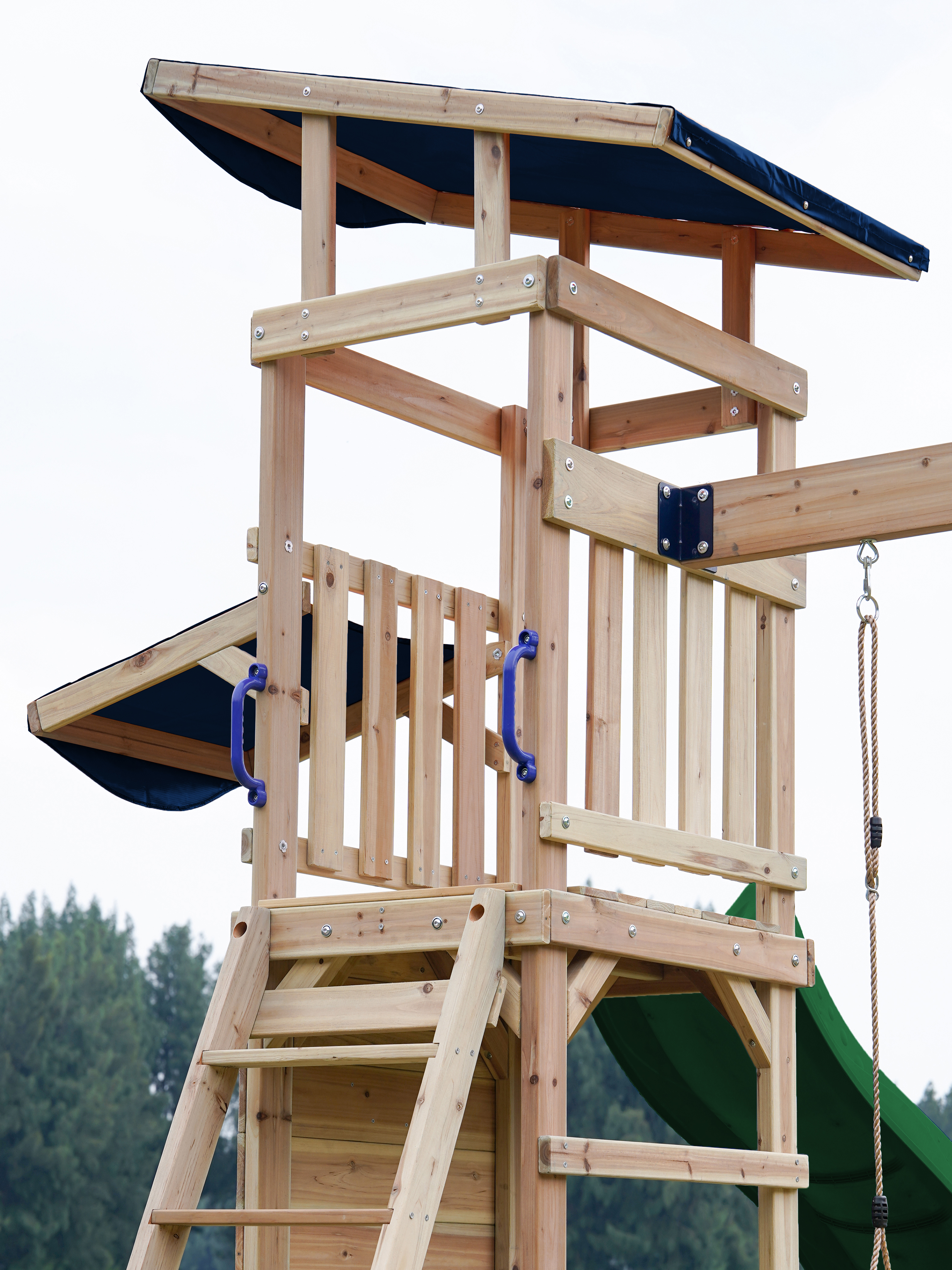 AXI Malik Climbing Frame with Double Swing Set - Green Slide