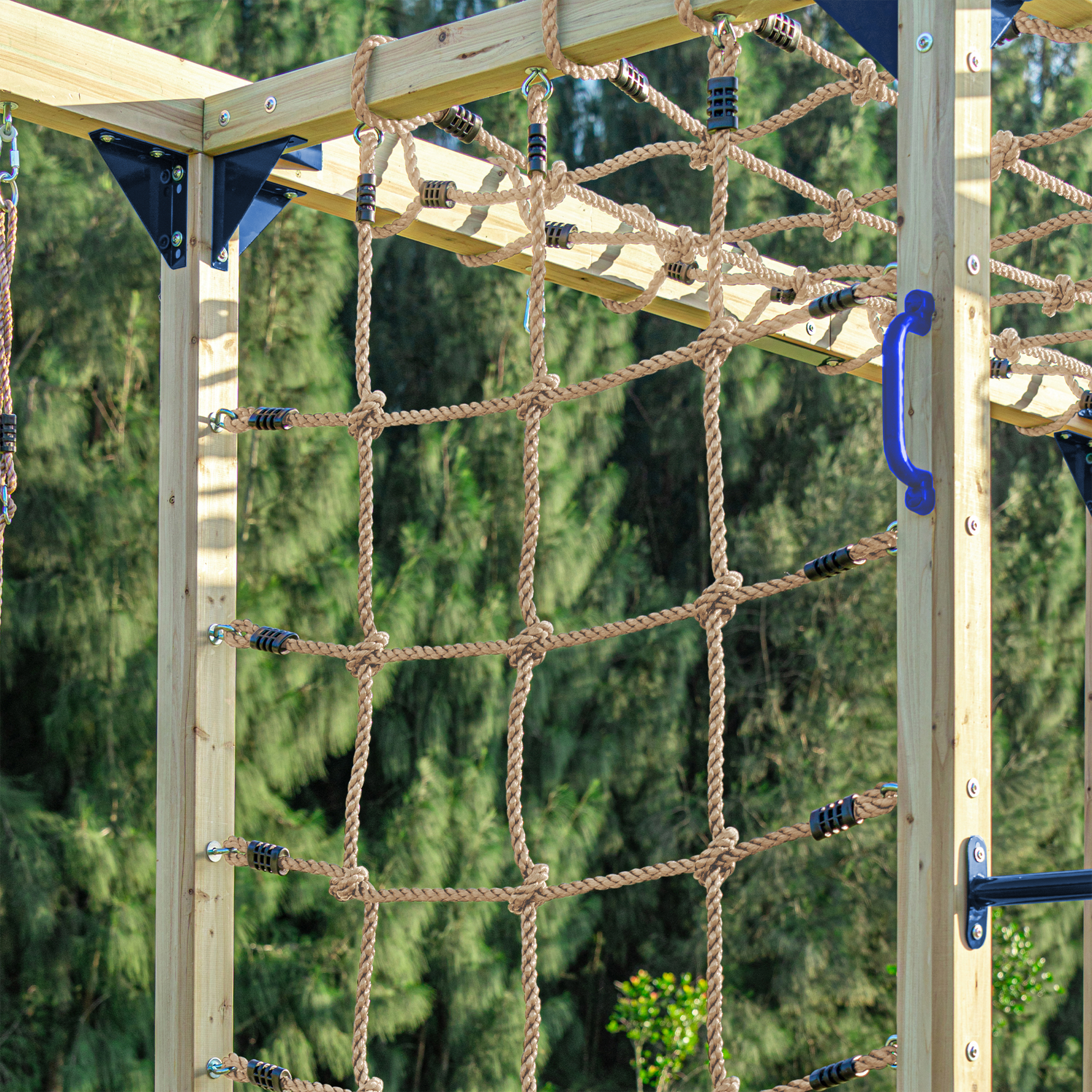 AXI Boris Wooden Playcentre with Swings, Trapeze, Climbing Nets and Monkey Bars – Green Slide