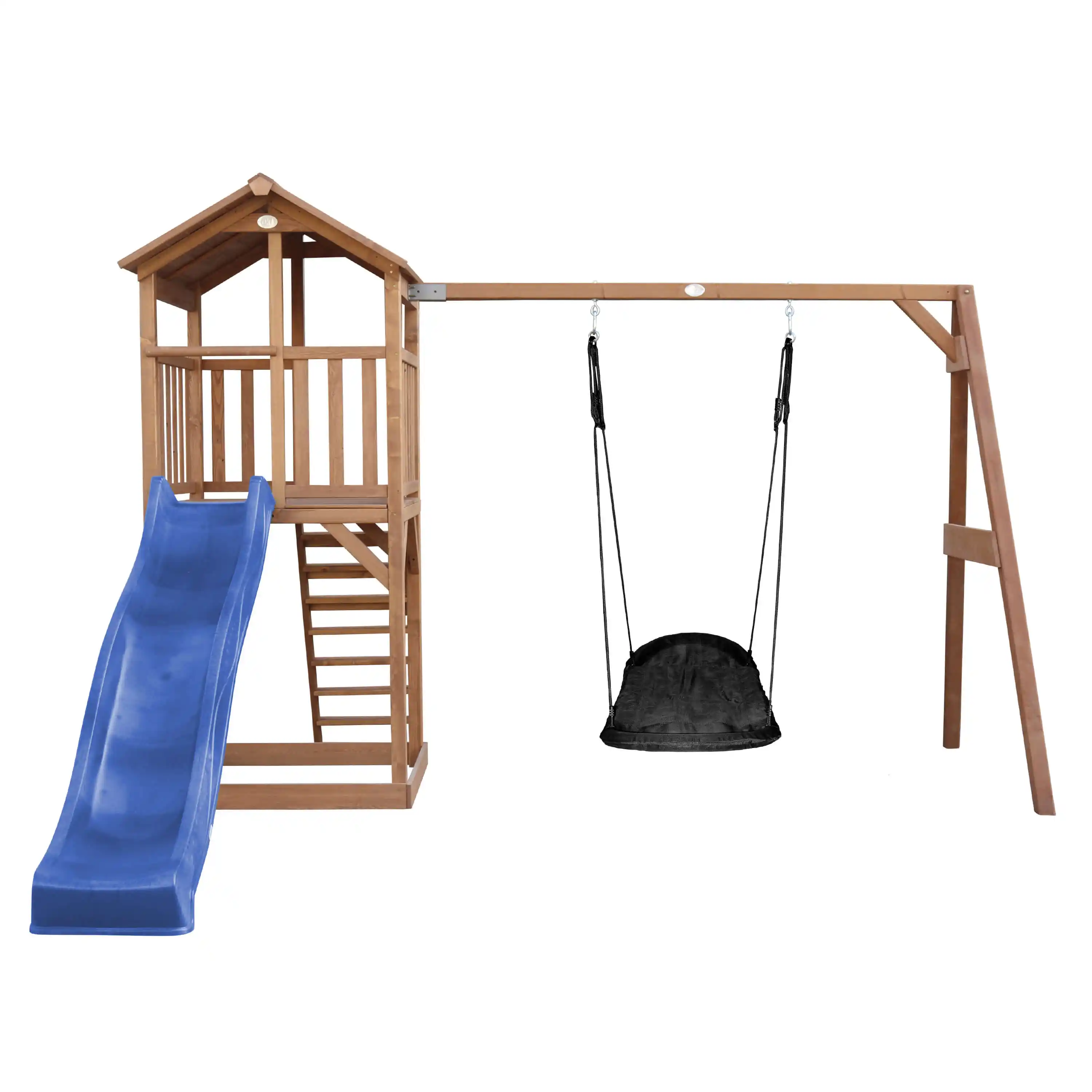 AXI Beach Tower with Roxy Nest Swing Set Brown - Blue Slide