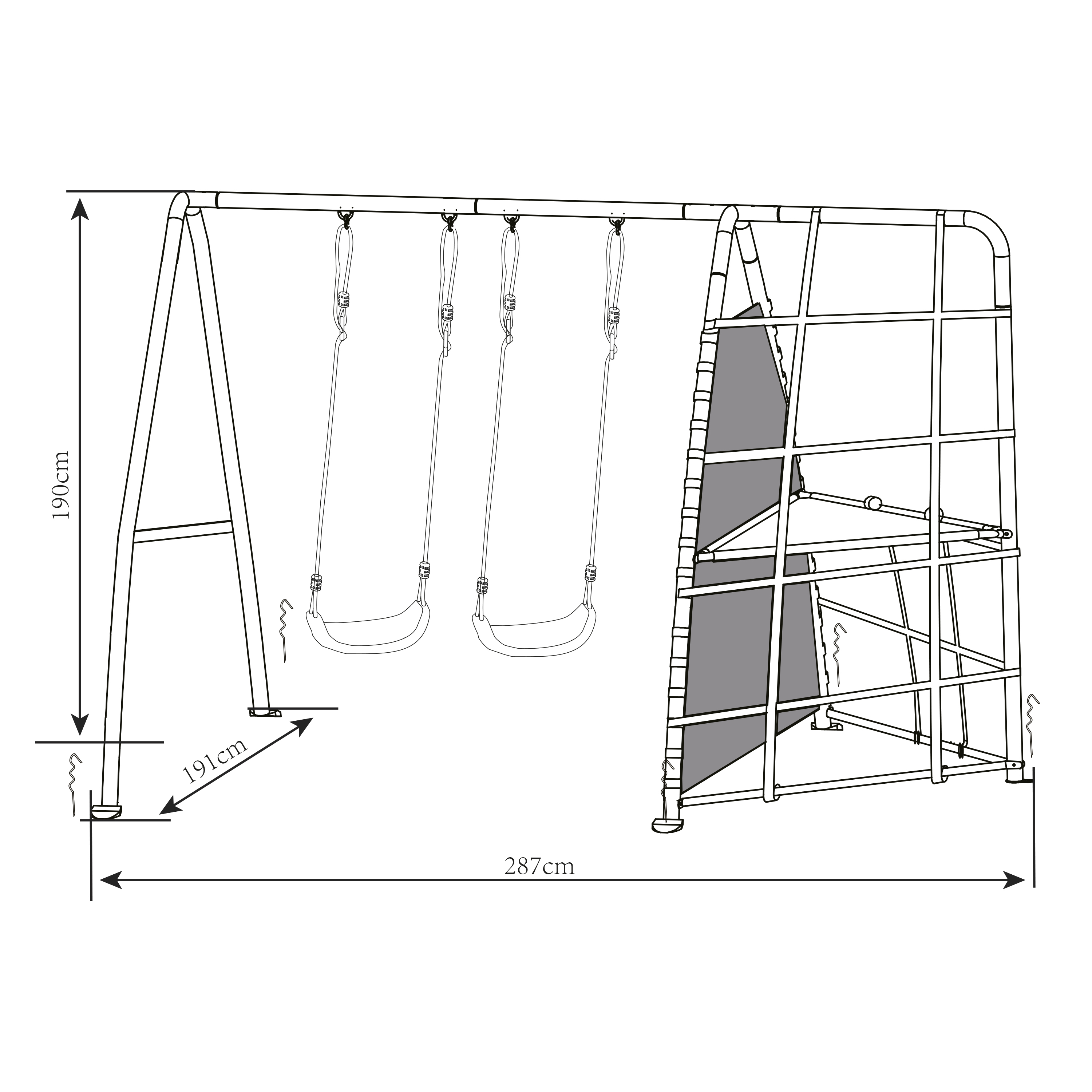 AXI Metal Climbing Frame with Double Swing Set - Anthracite/Cream