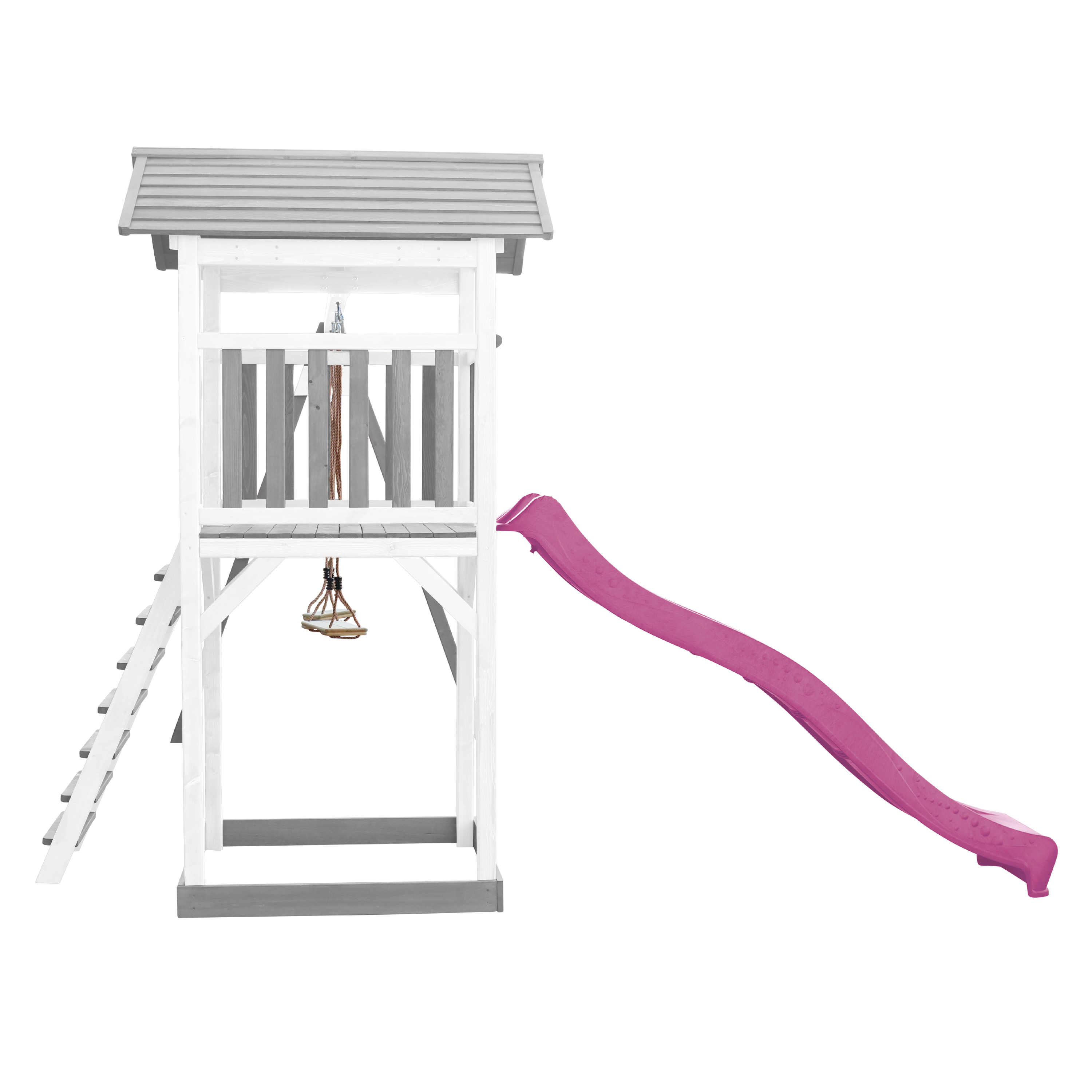 AXI Beach Tower with Double Swing Set Grey/White - Purple Slide