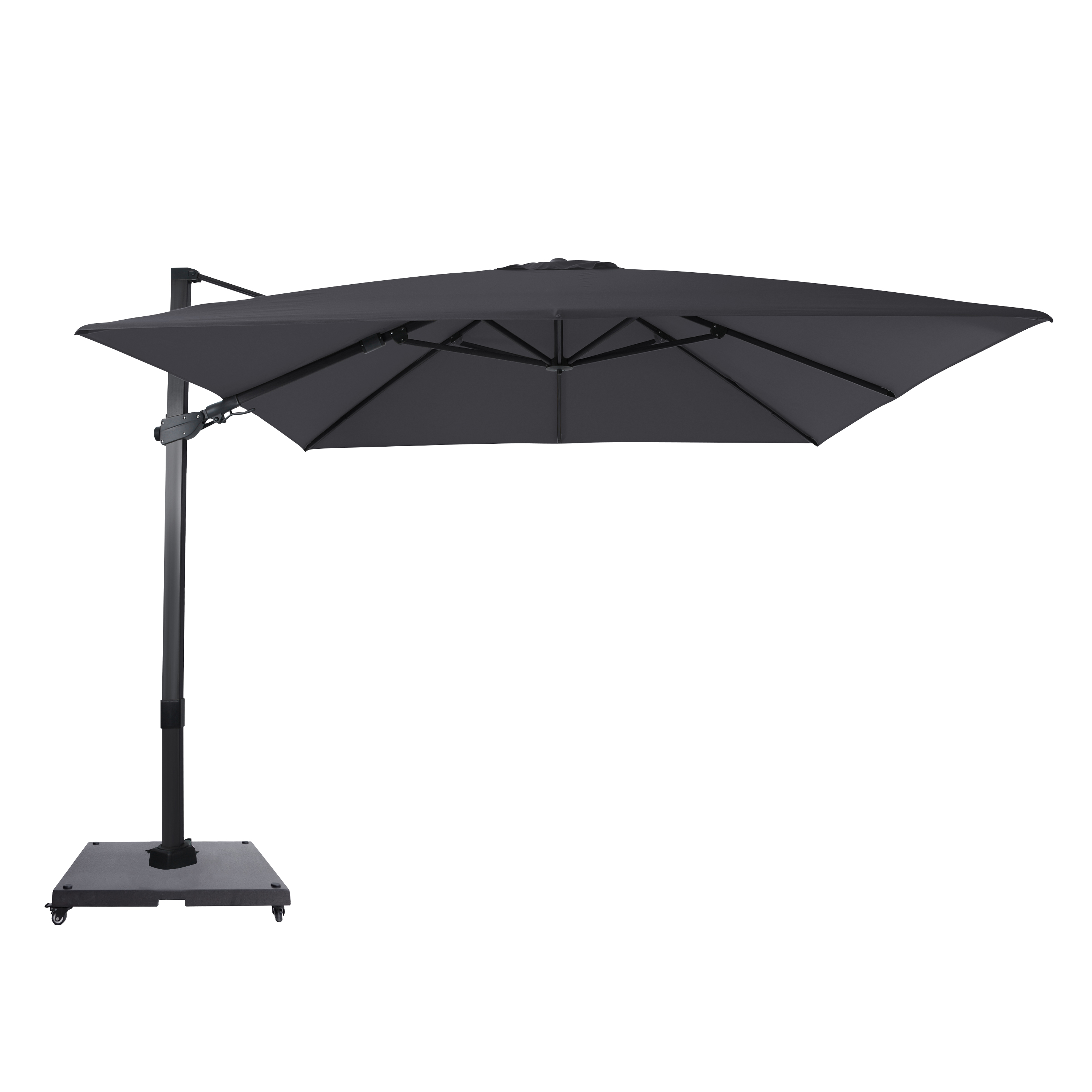 AXI Apollo Premium Cantilever Parasol 300x300cm incl. granite base with wheels Anthracite/Grey – Complete set