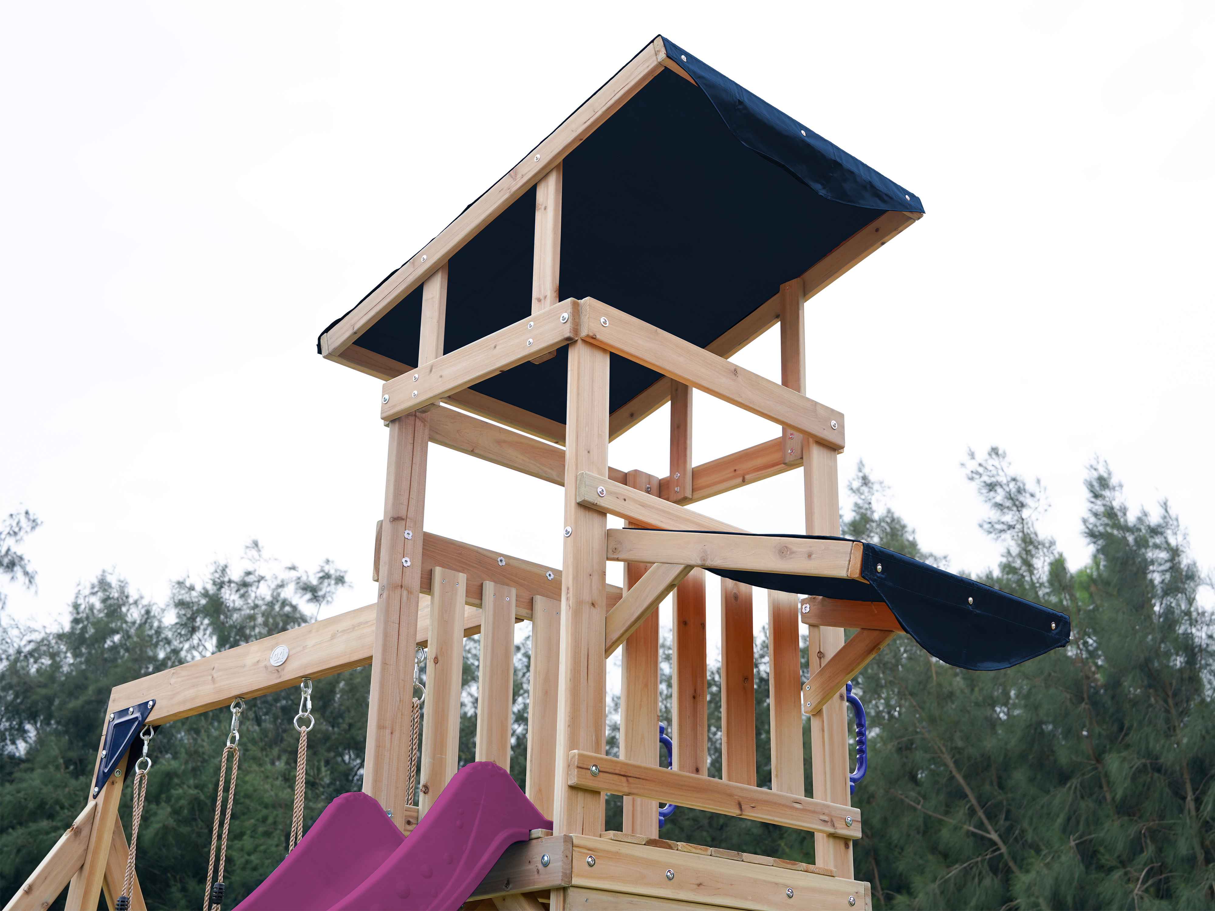 AXI Malik Climbing Frame with Double Swing Set - Purple Slide