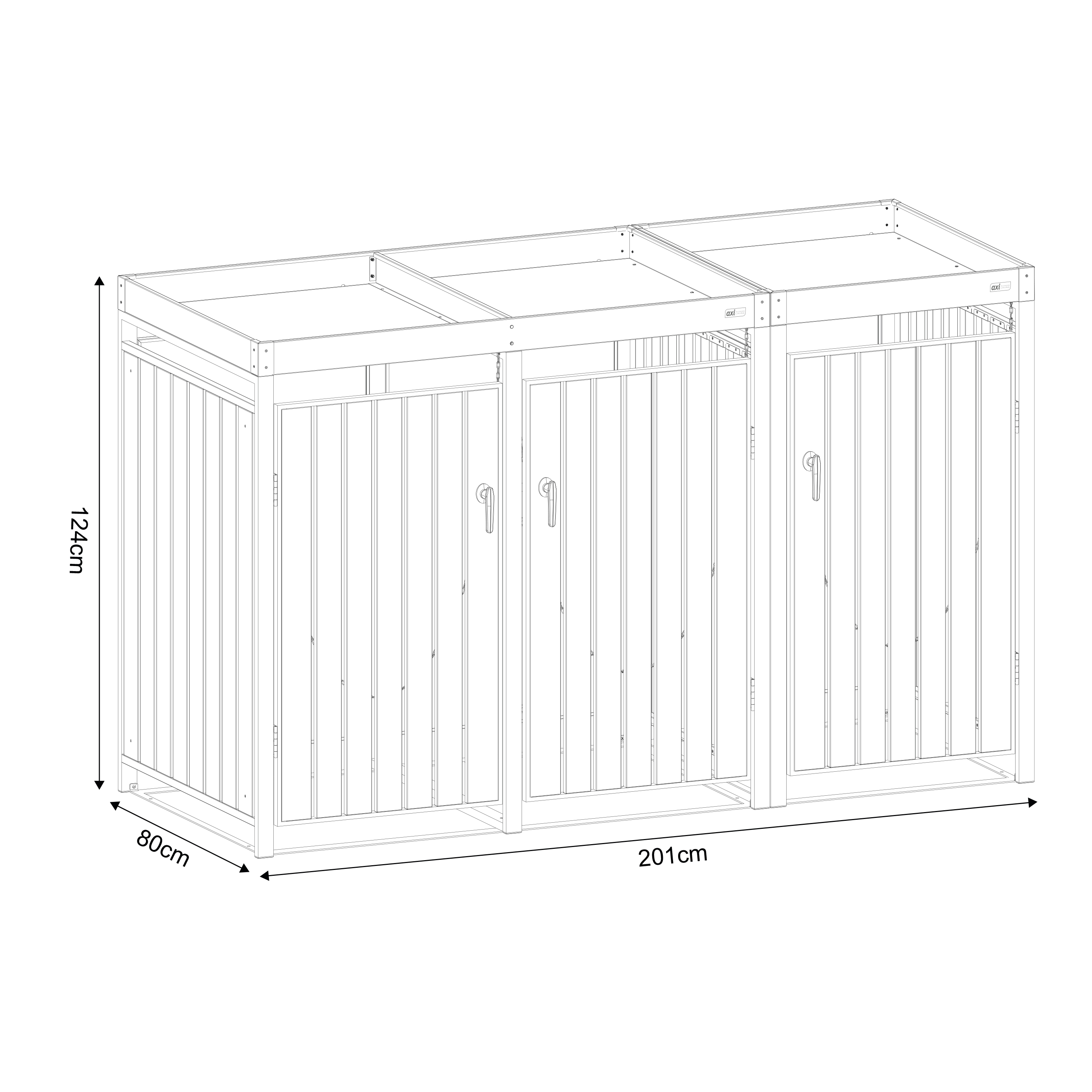 AXI Leon Metal Garbage Bin Shed with Planter - 3 Garbage Bins