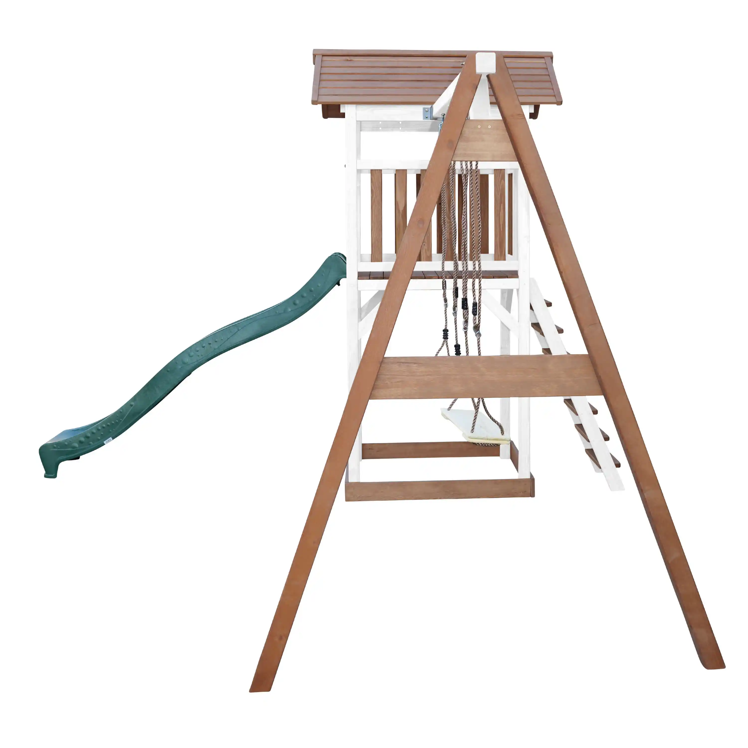 AXI Beach Tower with Double Swing Set Brown/White - Green Slide