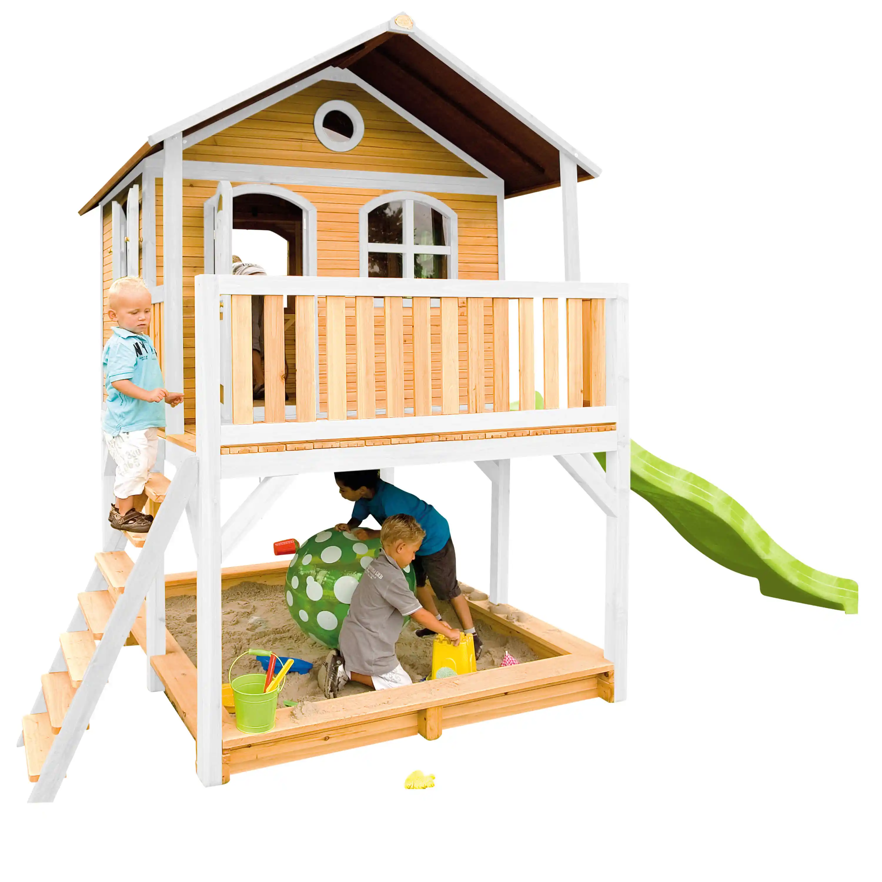 AXI Marc Playhouse Brown/White - Lime Green Slide